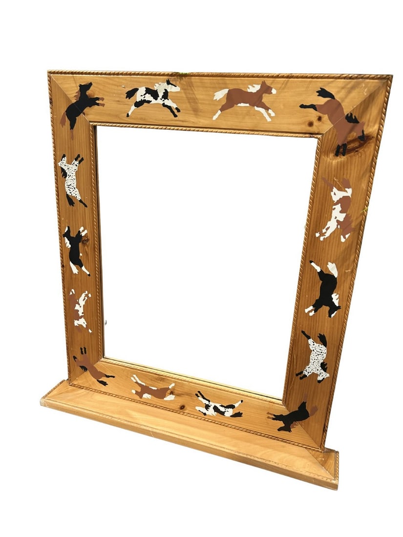 Horse Motif Wooden Framed Vanity Mirror (1 of 3)