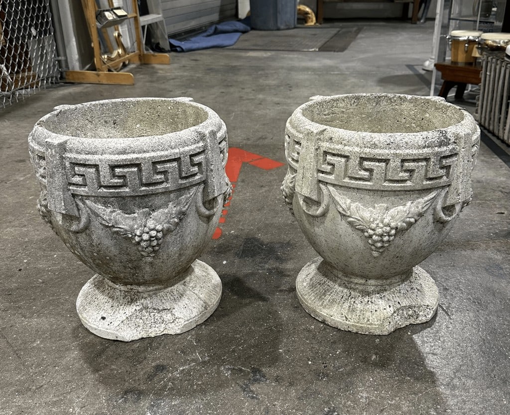 Pair of Neoclassical Style Cast Concrete Garden Urns - 2