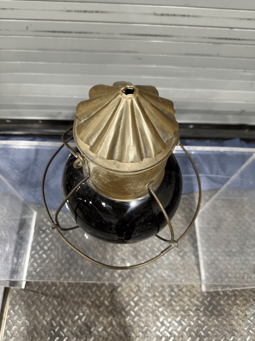 Antique Copper and Blown Glass Onion Lantern - 2