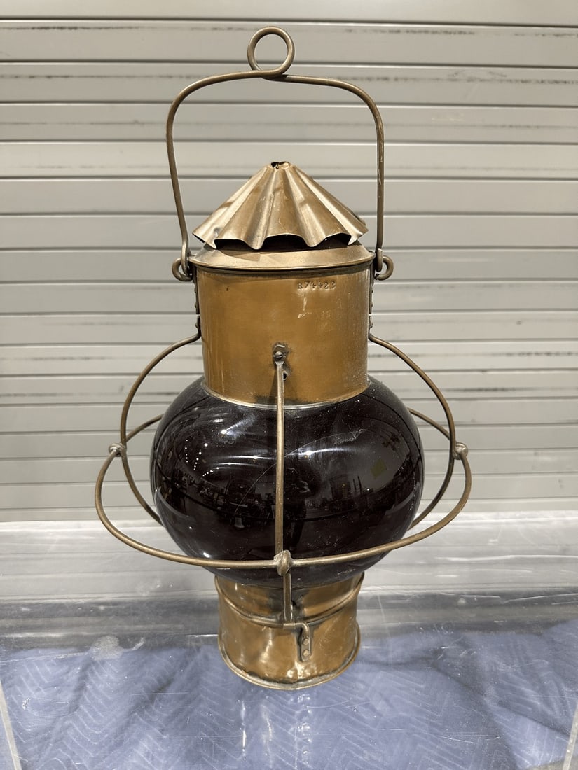 Antique Copper and Blown Glass Onion Lantern - 3