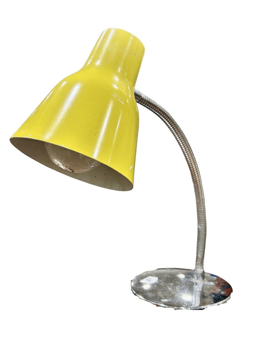 Mid-Century Modern Yellow Metal Desk Lamp with Gooseneck (1 of 1)