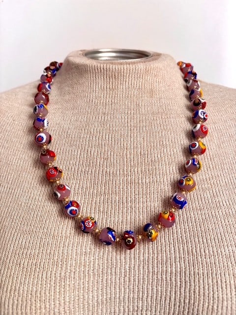Vintage Murano Milliefiori 25" Beaded Necklace - 3