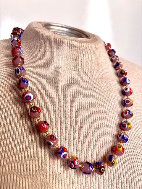 Vintage Murano Milliefiori 25" Beaded Necklace - 4