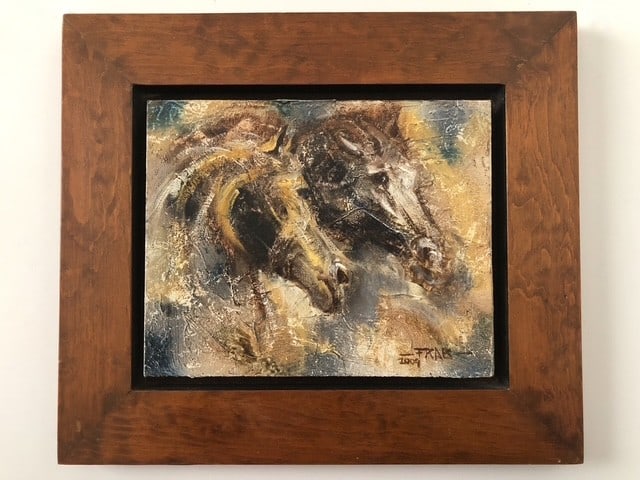 Pair of Framed Equine Mixed Media Wall Art Signed "F. Ruiz 2004" - 7