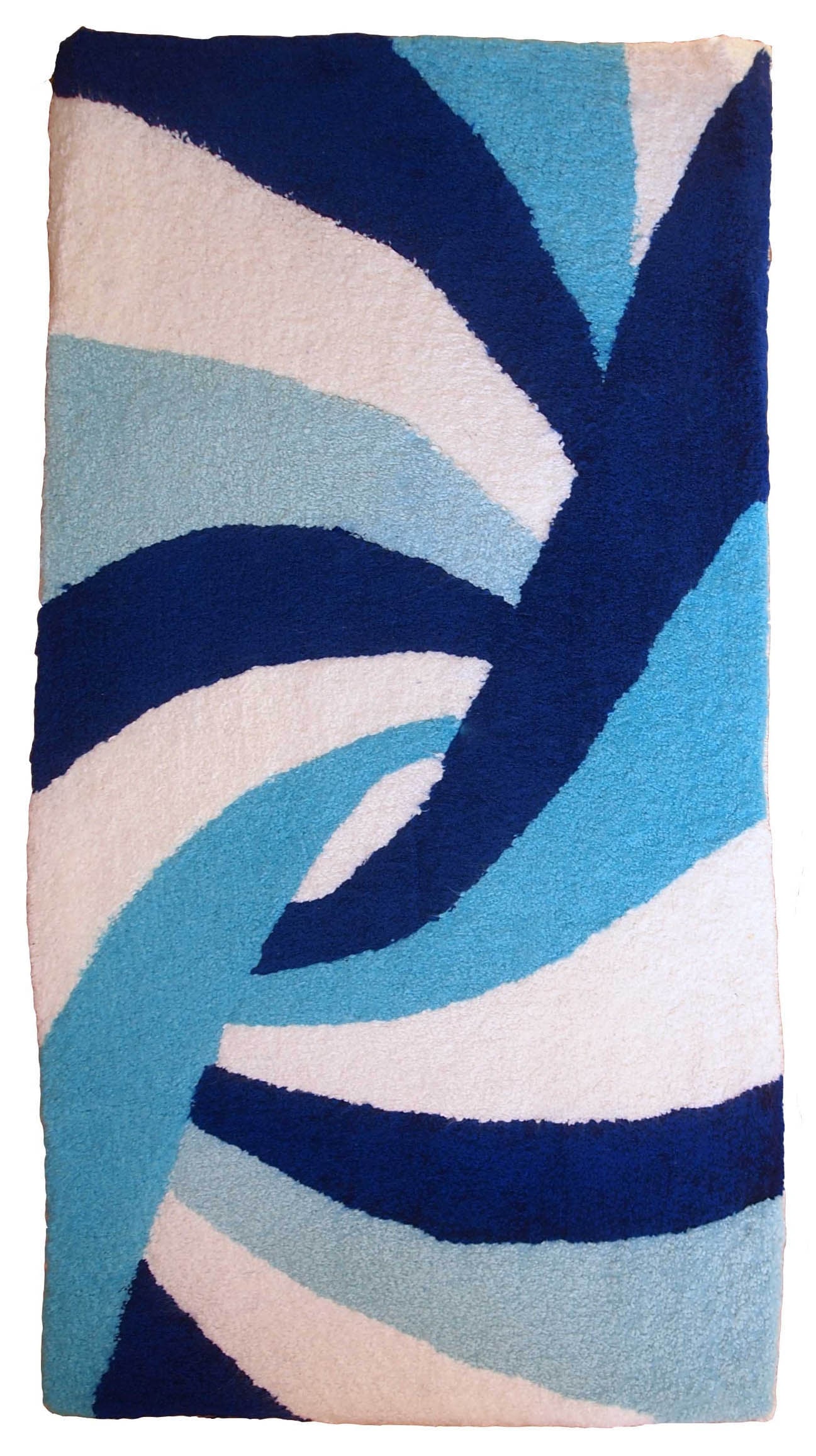 Handmade contemporary ORA French hooked rug 2.4 x 4.7' (74cm x 143cm), 2021 - 3