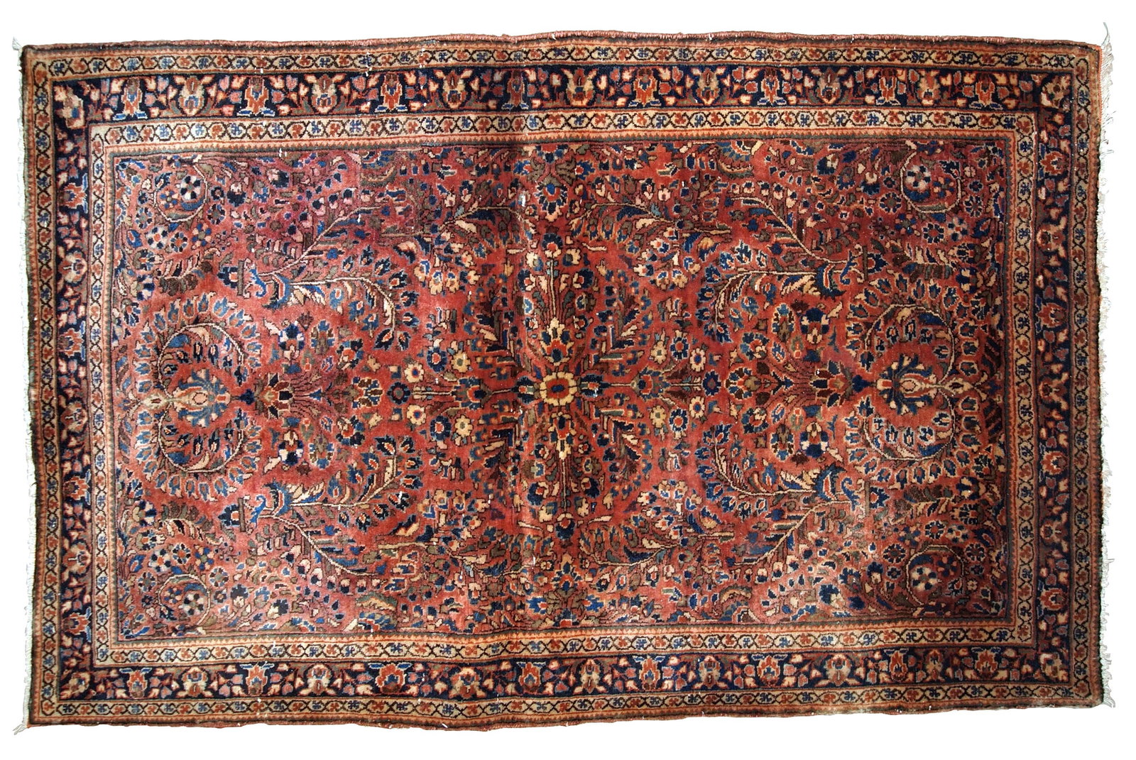 Handmade antique Persian Sarouk rug 3.5' x 5.3' (106cm x 161cm) 1920s - 7