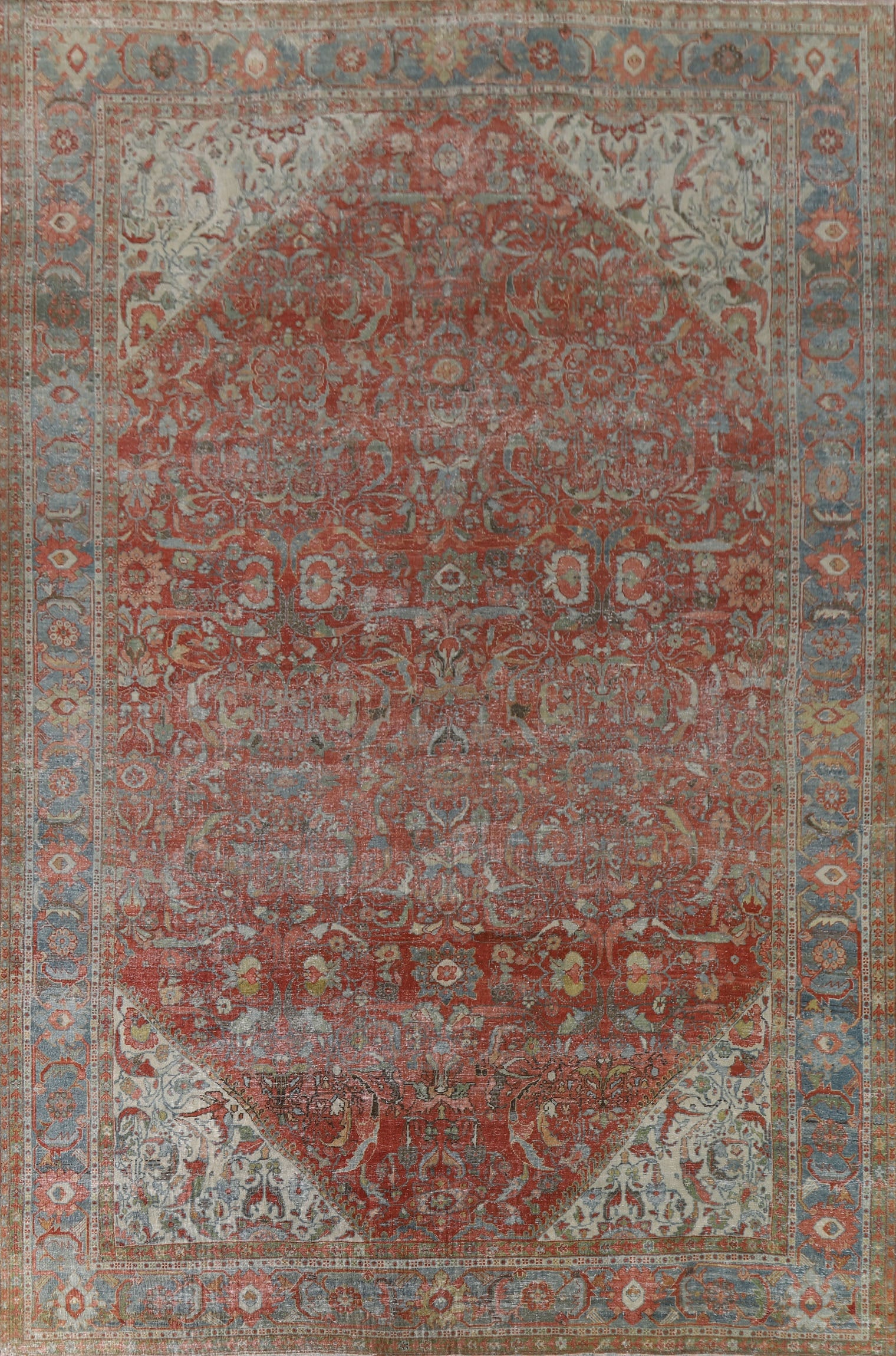 Pre-1900 Vegetable Dye Sultanabad Persian Rug 10x14 - 13