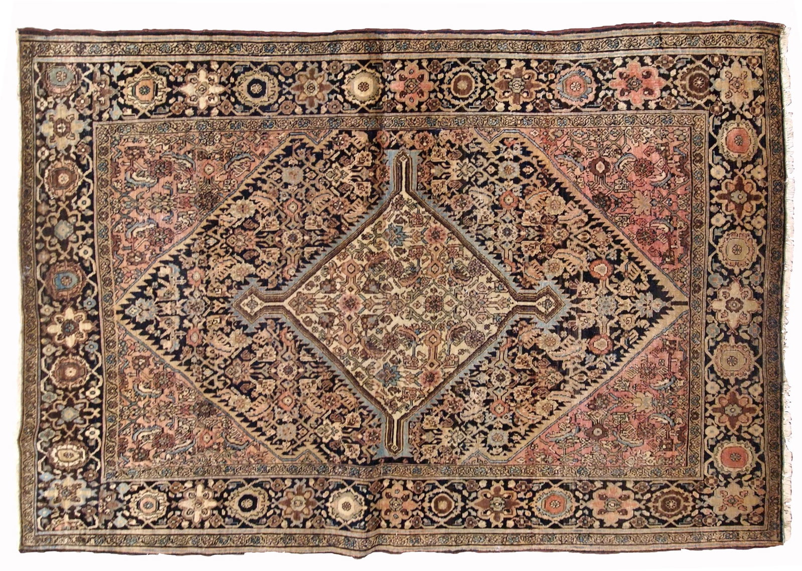 Handmade antique Persian Sarouk Farahan rug 3.4' x 5.3' (103cm x 161cm) 1880s - 2