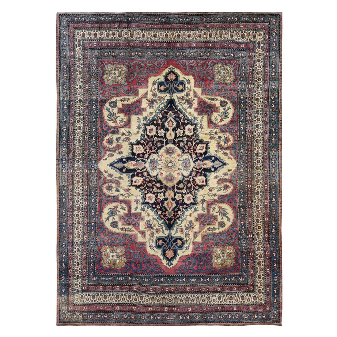 Ocean Blue Hand Knotted Dyed Wool and Silk Grass Design XL Runner Rug - 2