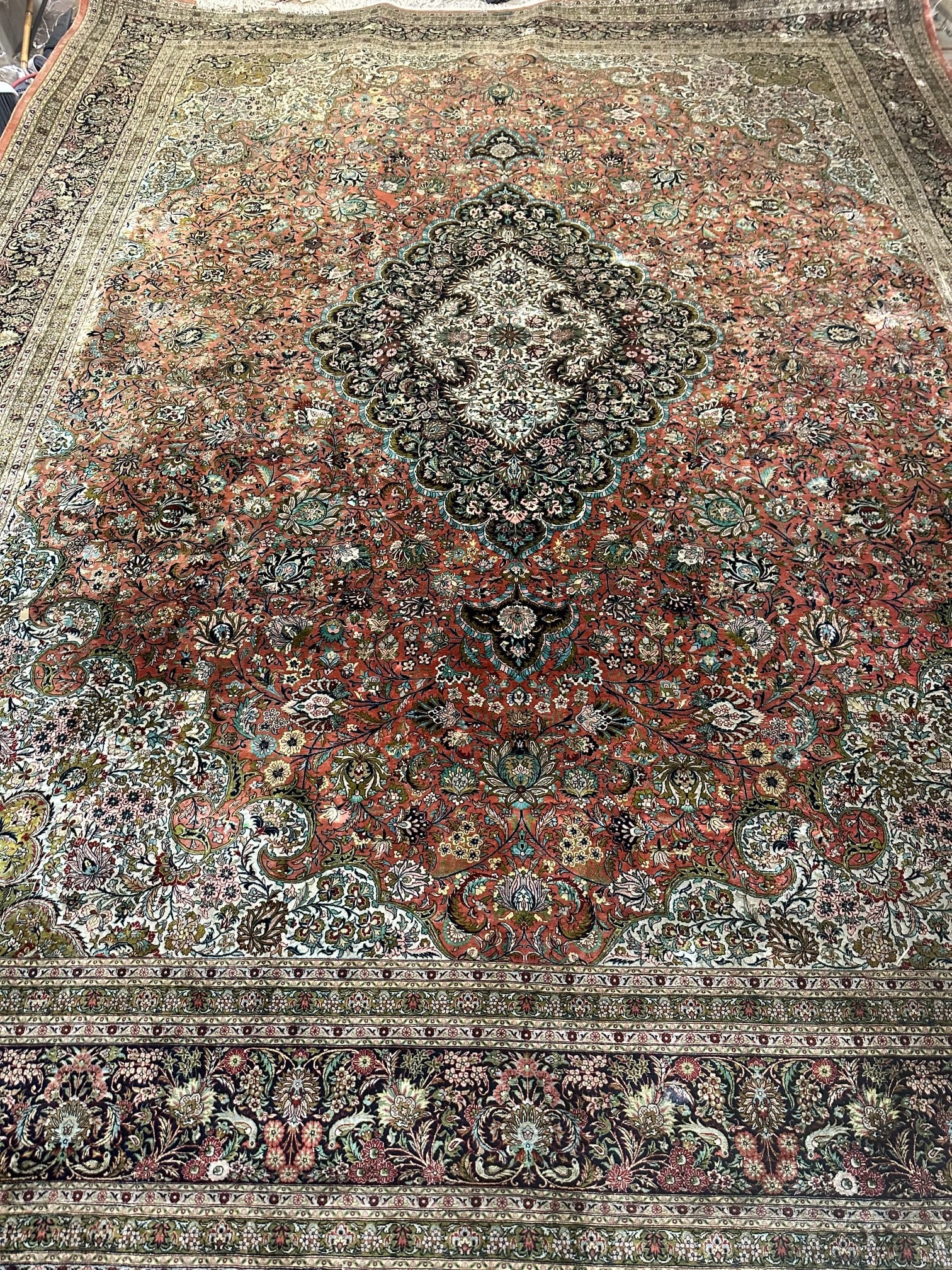 Very Fine Hand Knotted Persian Qum Silk Rug 10x13 ft. - 4