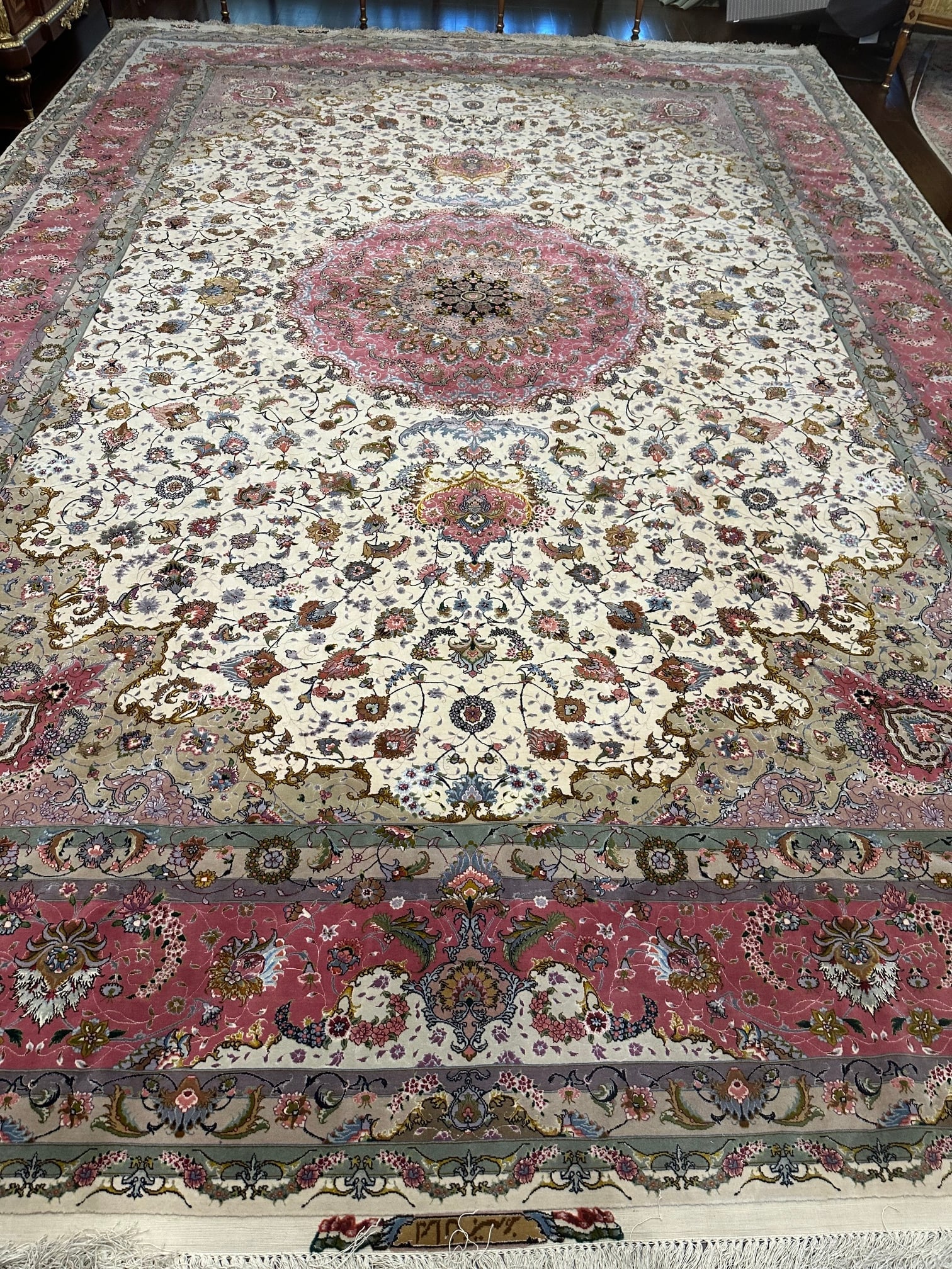 Very Fine Hand Knotted Silkand Wool 609 Raj Persian Tabriz Rug 11.6x16.6 ft - 2