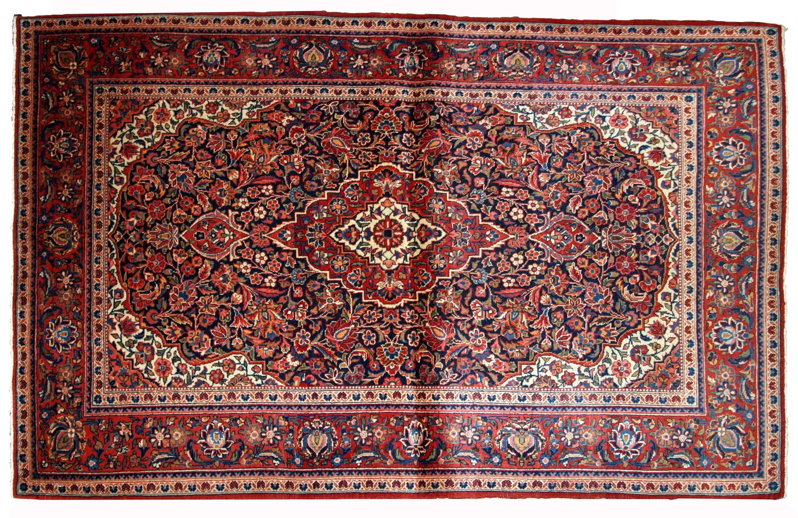 Handmade antique Persian Kashan rug 4.1' x 6.2' (125cm x 189cm) 1910s - 6