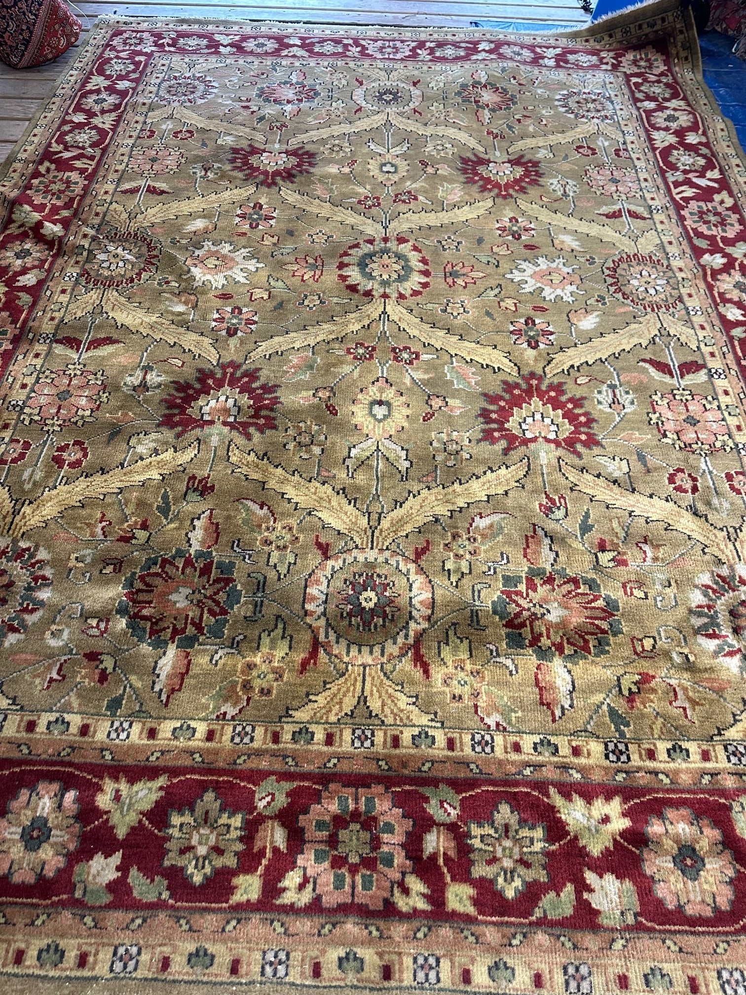 Hand Knotted Oushak Rug 9x12 ft: Title: Hand Knotted Oushak Rug 9x12 ft Description:Hand Knotted Oushak Rug 9x12 ft Size: 9x12 ft Circa:1980 Origin: Material:100 % Wool Reserve: $700.00 Shipping: Domestic: Flat-rate of $245.00 to