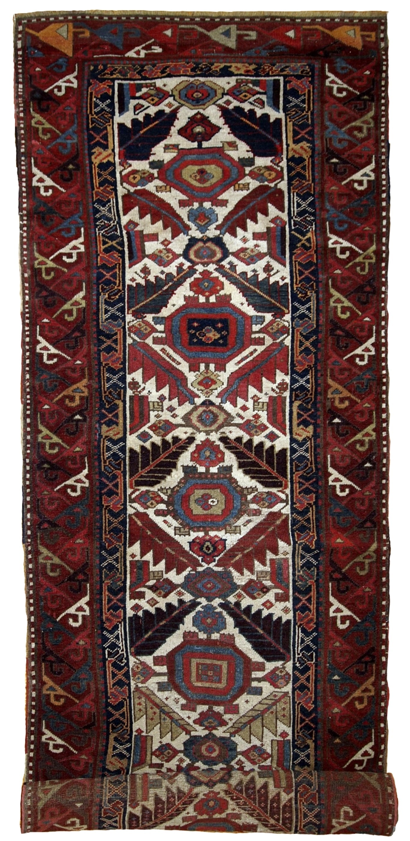 Handmade antique collectible Nothwest Persian runner 4' x 14.3' ( 122cm x 436cm ) 1840s - 9