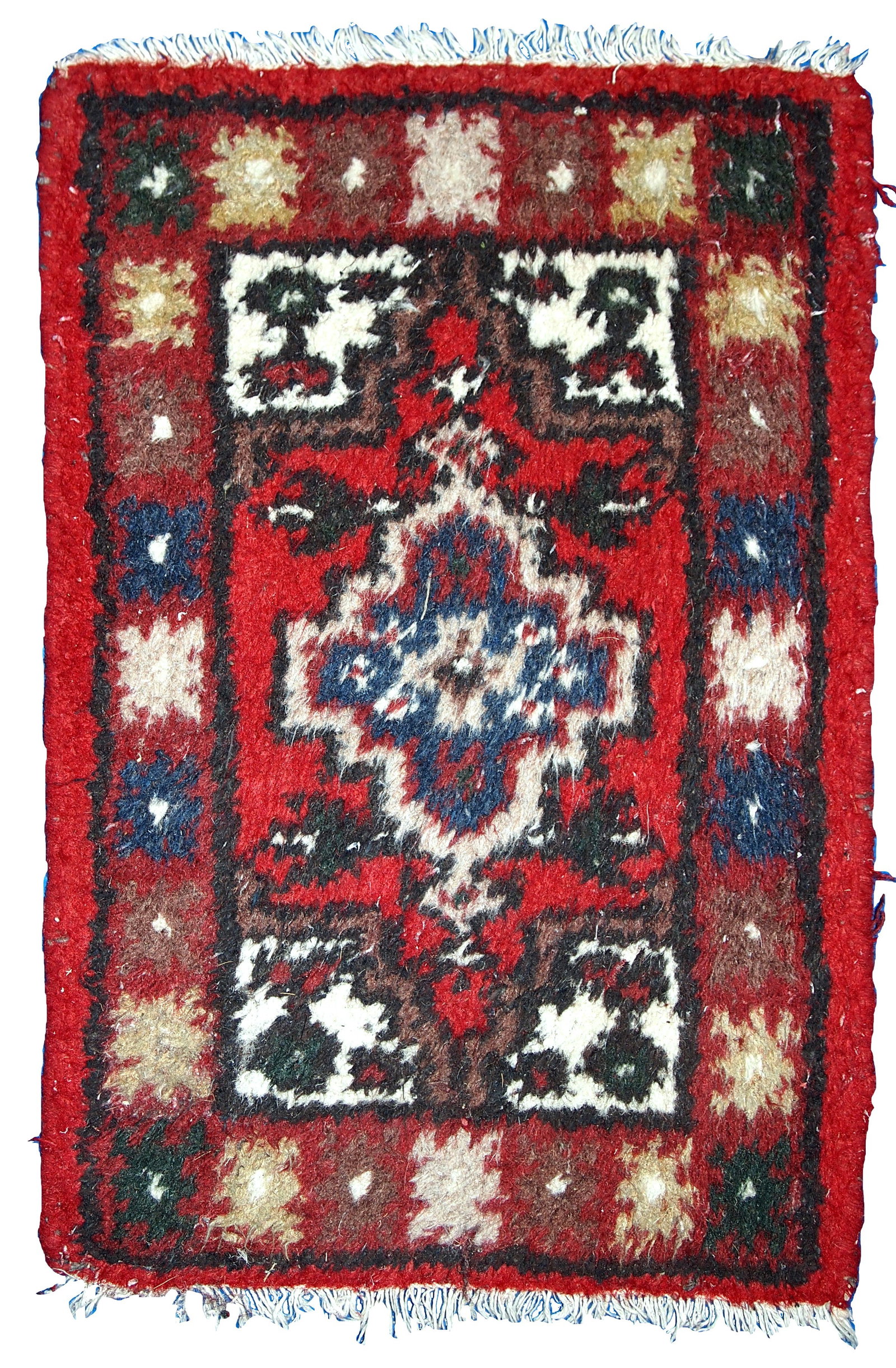 Handmade vintage Persian Hamadan rug 1.3' x 1.9' (40cm x 59cm) 1970s - 7