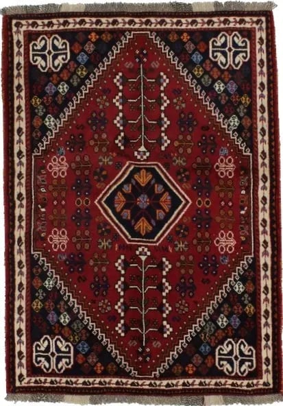 Red Tribal 4X5 Shiraz Persian Rug - 3