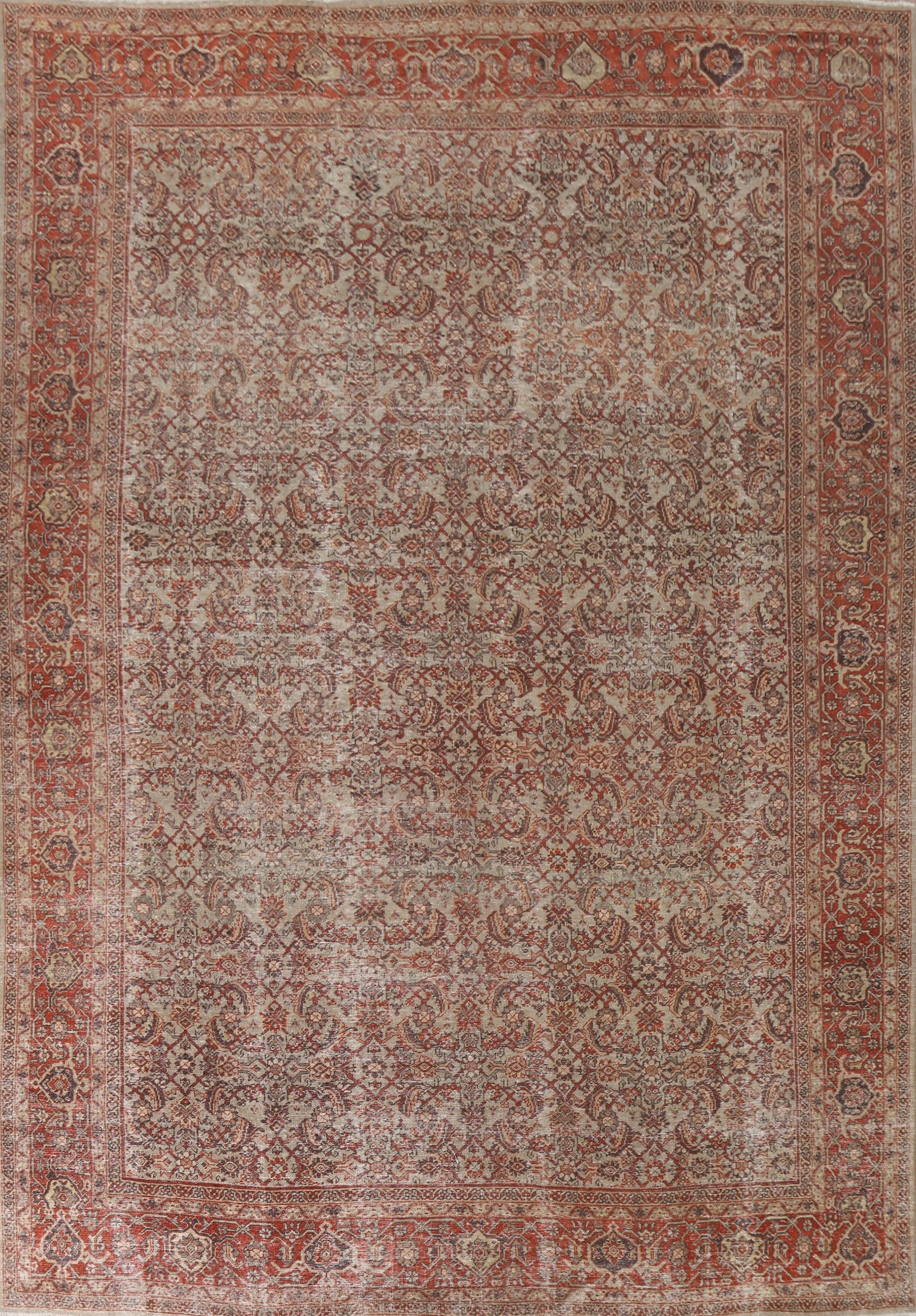 Pre-1900 Vegetable Dye Sultanabad Persian Area Rug 10x13 - 9