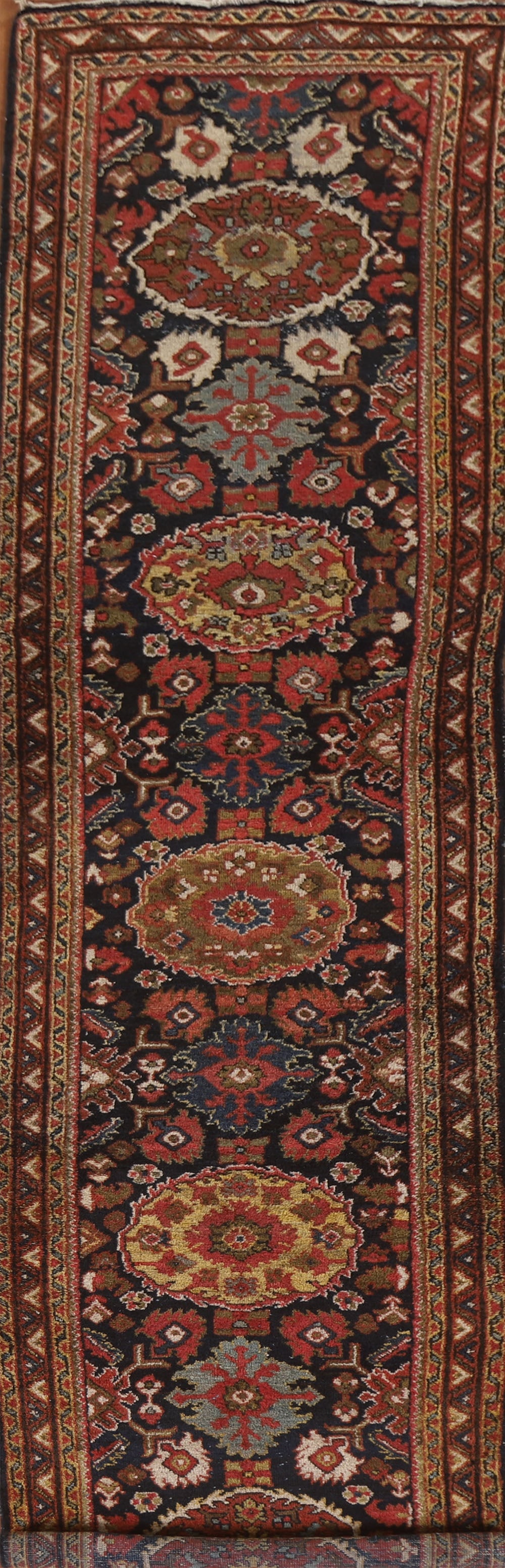 Pre-1900 Vegetable Dye Mahal Sultanabad Persian Rug 3x16 - 19