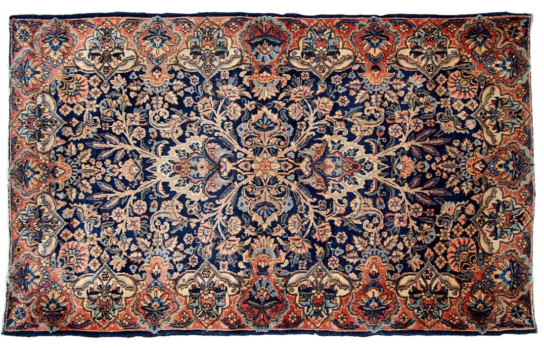 Handmade antique Persian Kerman rug 3.1' x 5.2' ( 94cm x 158cm ) 1920s - 19