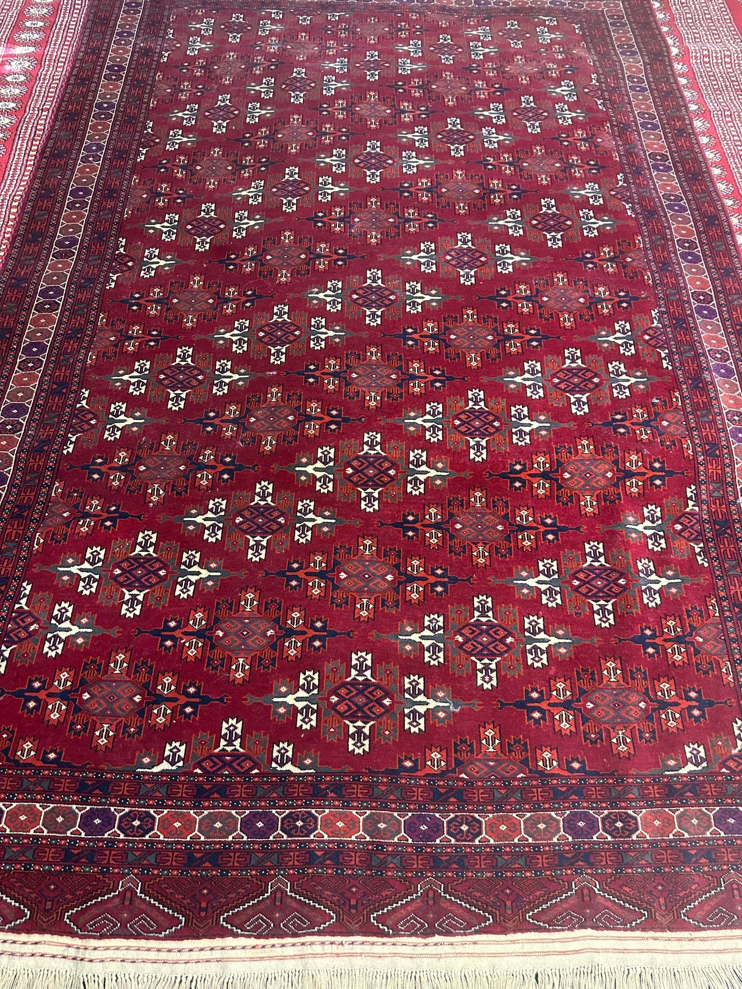 Hand Knotted Persian Turkman Rug 9.3x6 ft - 7