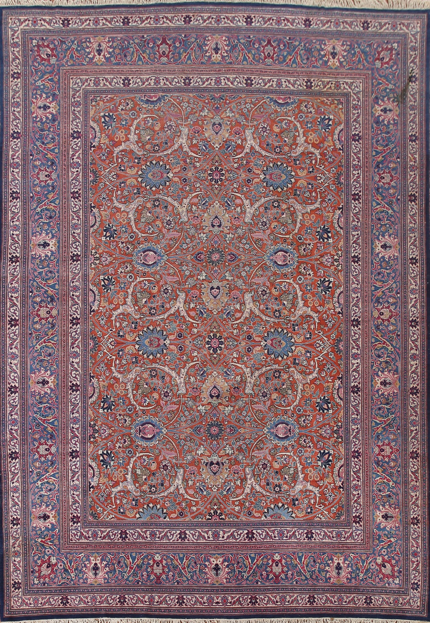 Pre-1900 Vegetable Dye Mashad Persian Area Rug 9x12 - 14