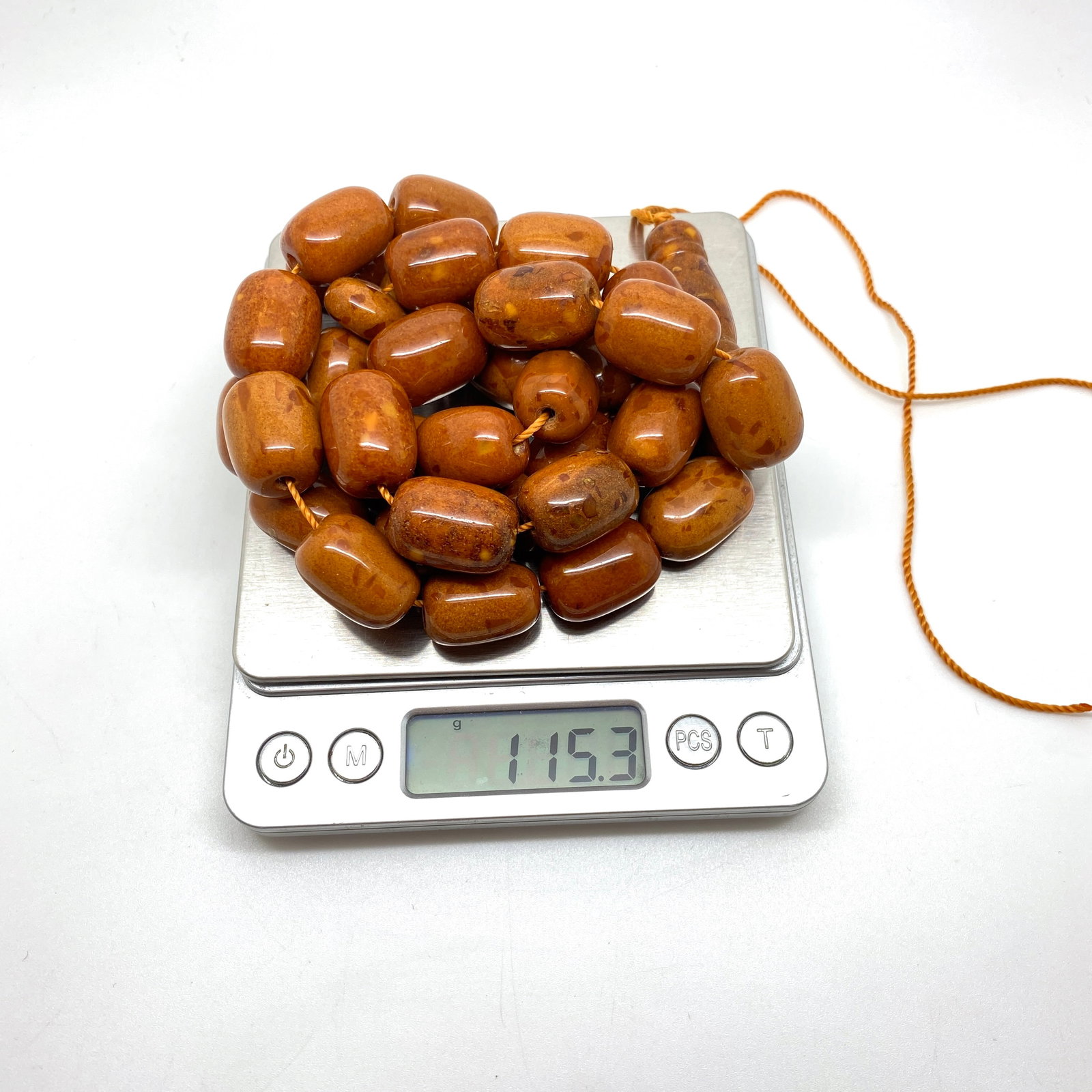 Antique Amber Tesbih made from Barrel shaped Amber beads - 3