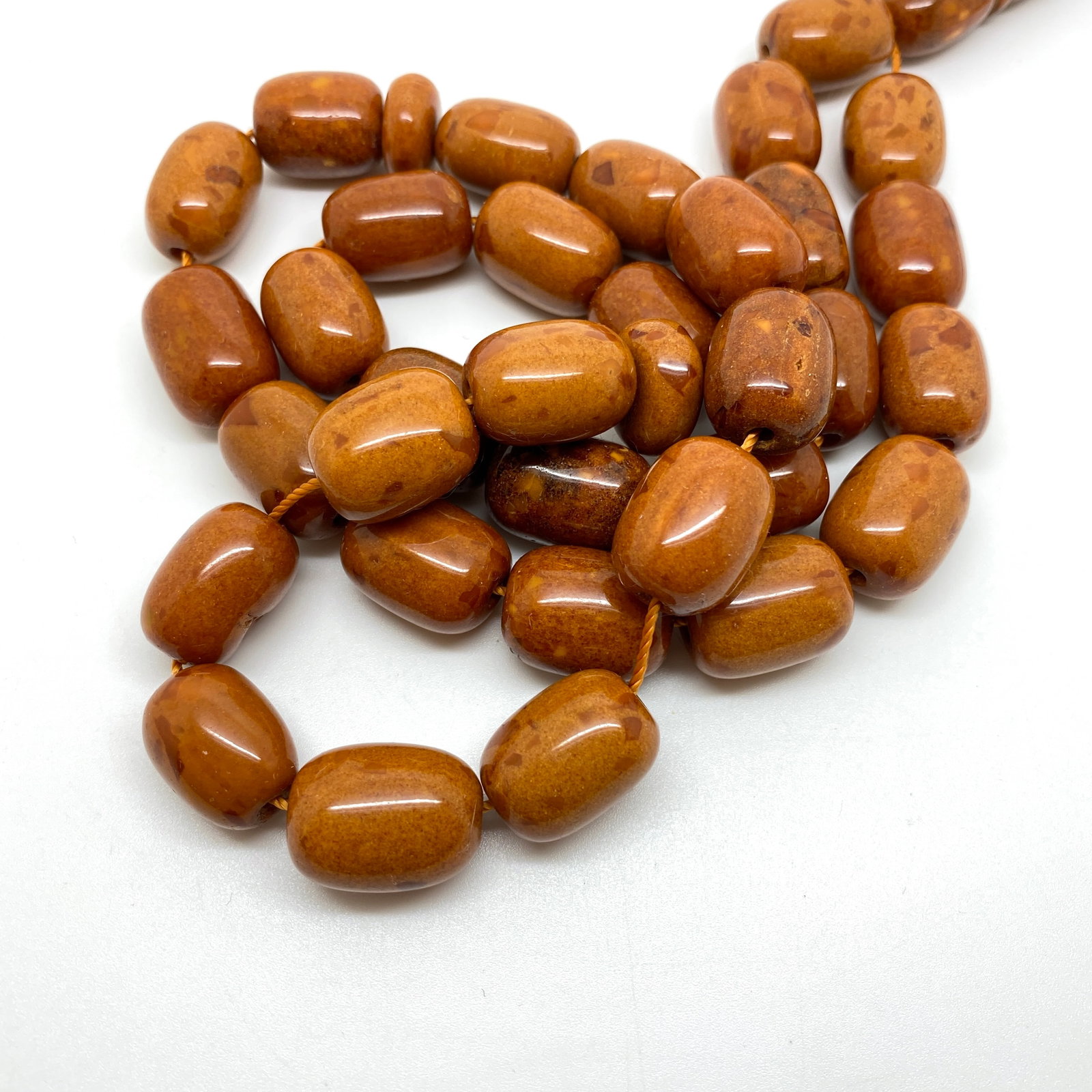 Antique Amber Tesbih made from Barrel shaped Amber beads - 4