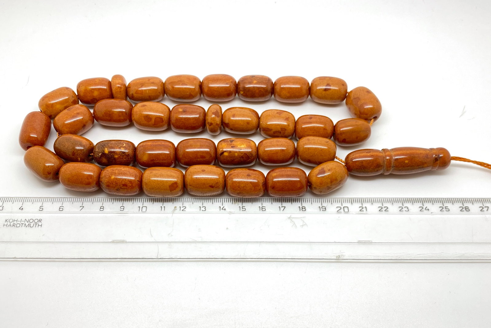 Antique Amber Tesbih made from Barrel shaped Amber beads - 5
