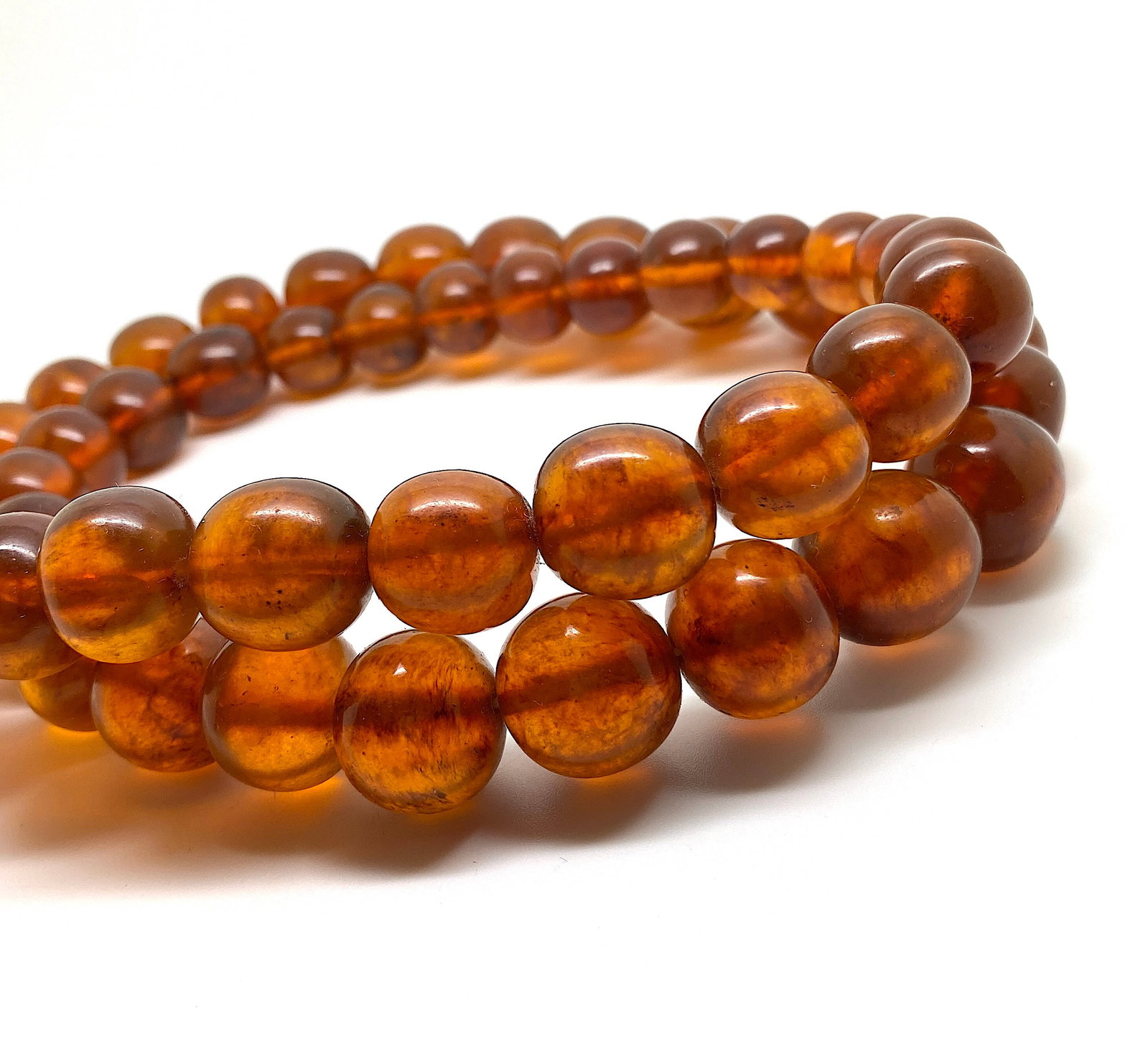 Amazing Unique Vintage Amber Necklace made from Round Amber beads - 10