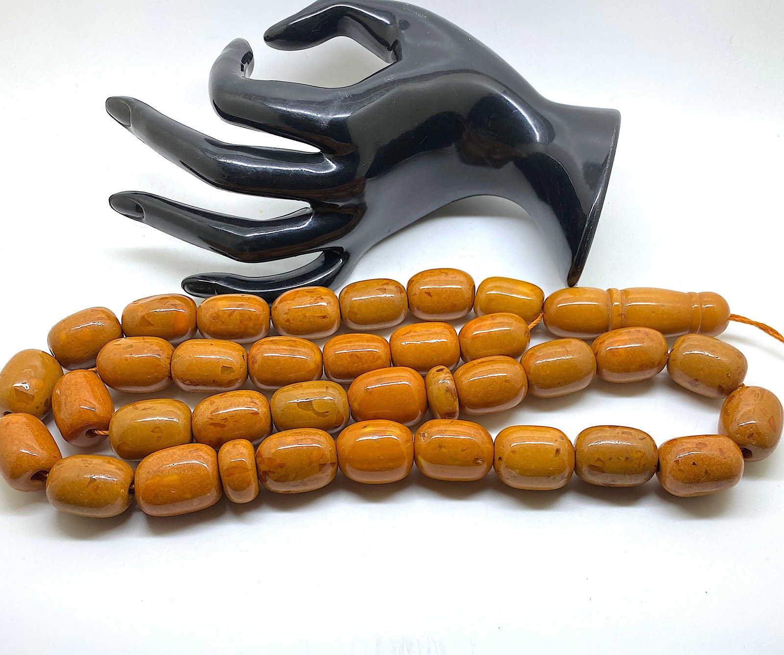 Phenomenal Amber Tesbih made from Barrel shaped Amber beads - 6