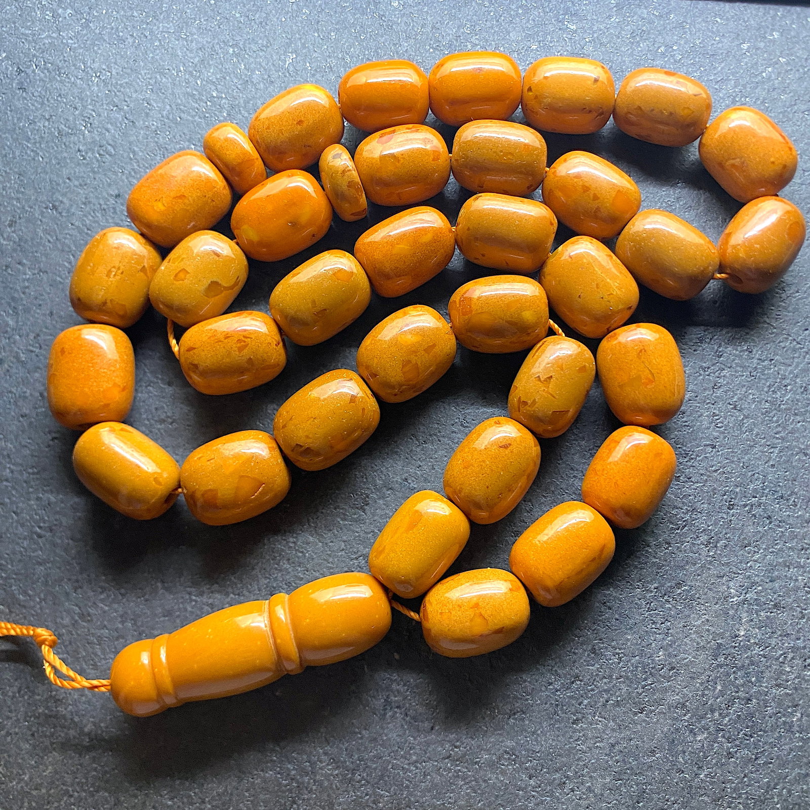 Phenomenal Amber Tesbih made from Barrel shaped Amber beads - 9