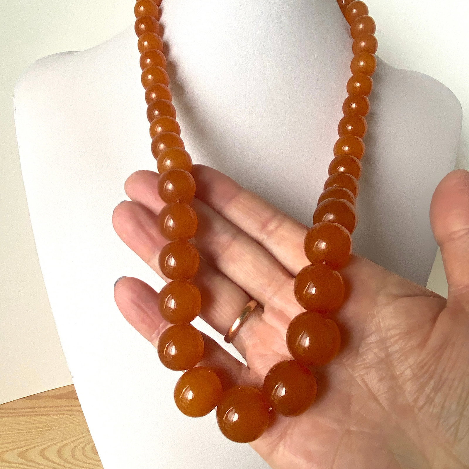 Alluring Unique Vintage Amber Necklace made from Round Amber beads - 10