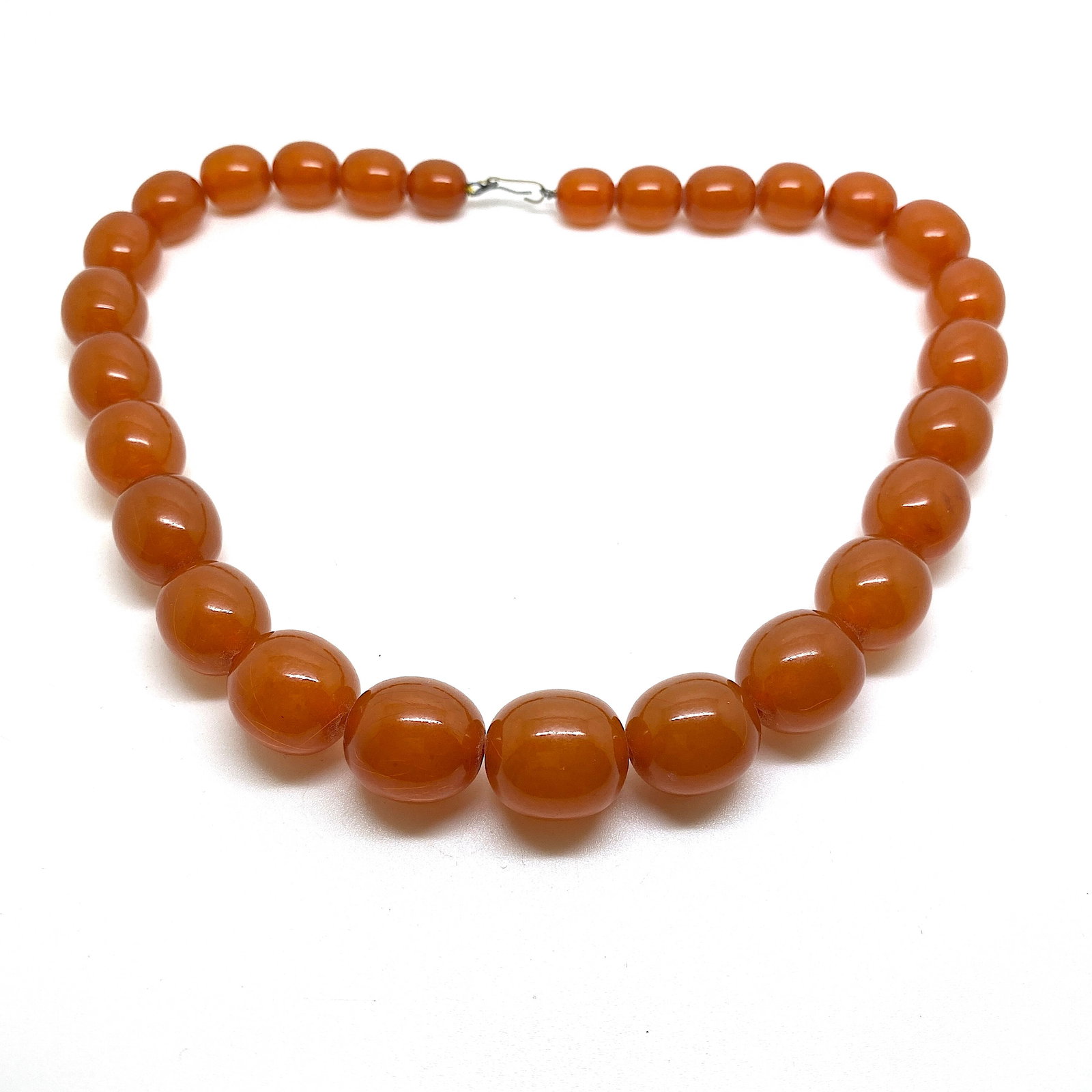 Exquisite Vintage Amber Necklace made from Olive shaped Amber beads - 10