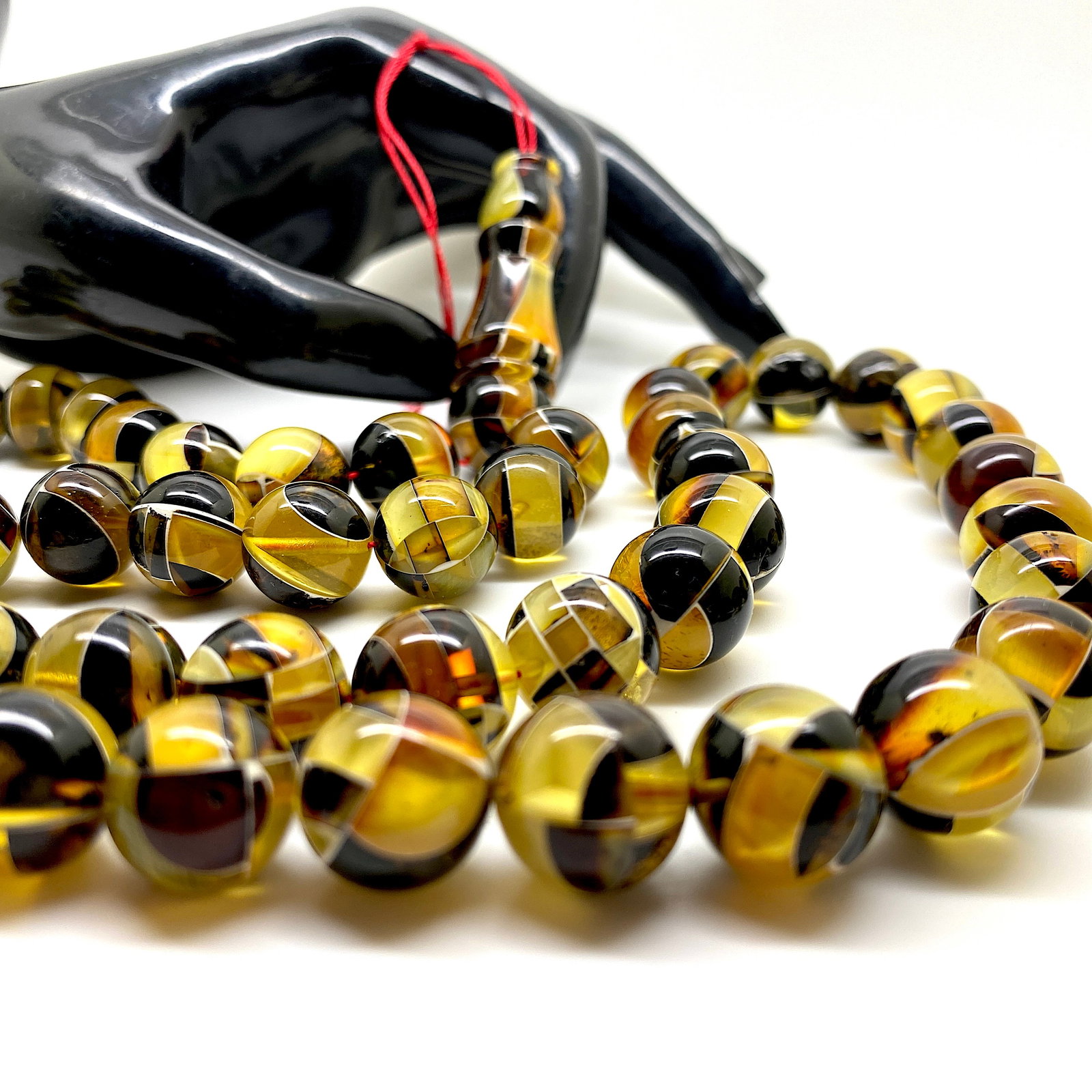Unique and Staggering Amber Tesbih made from Round Amber beads - 10
