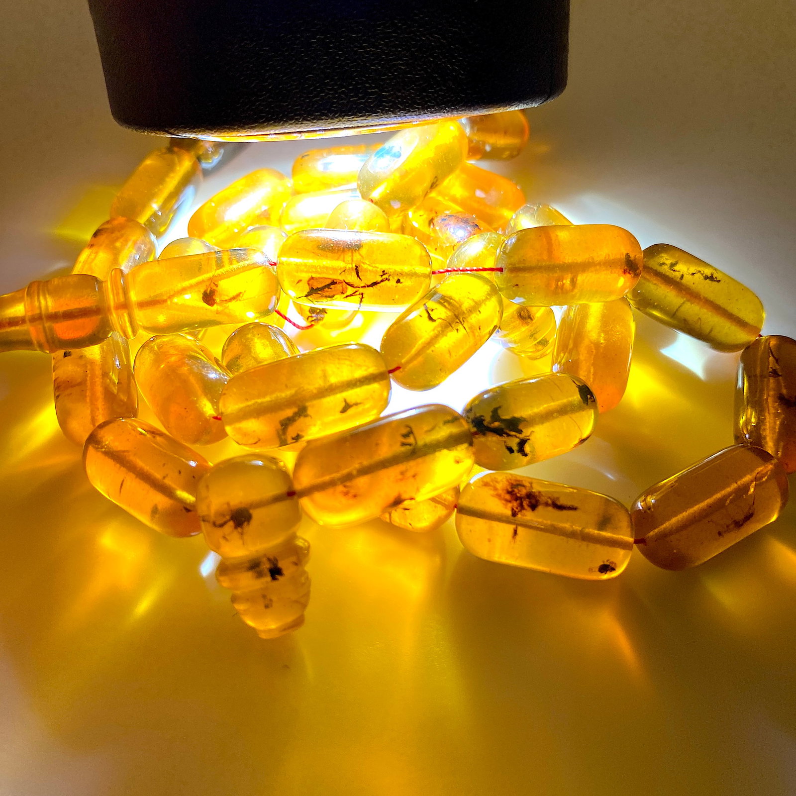 Vintage Amber Tesbih made from Barrel beads with inclusions - 8