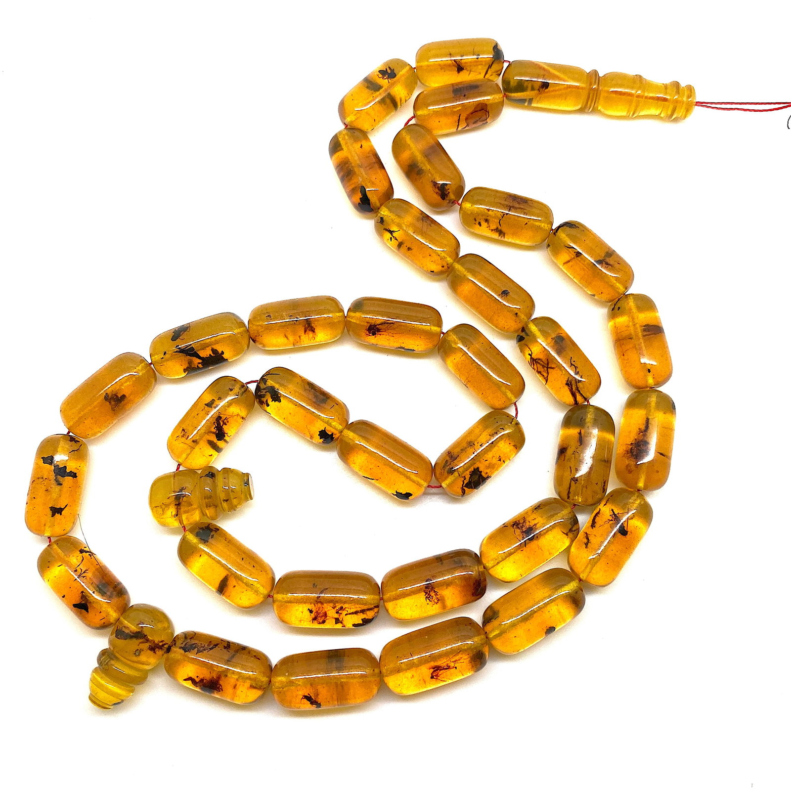 Vintage Amber Tesbih made from Barrel beads with inclusions - 9