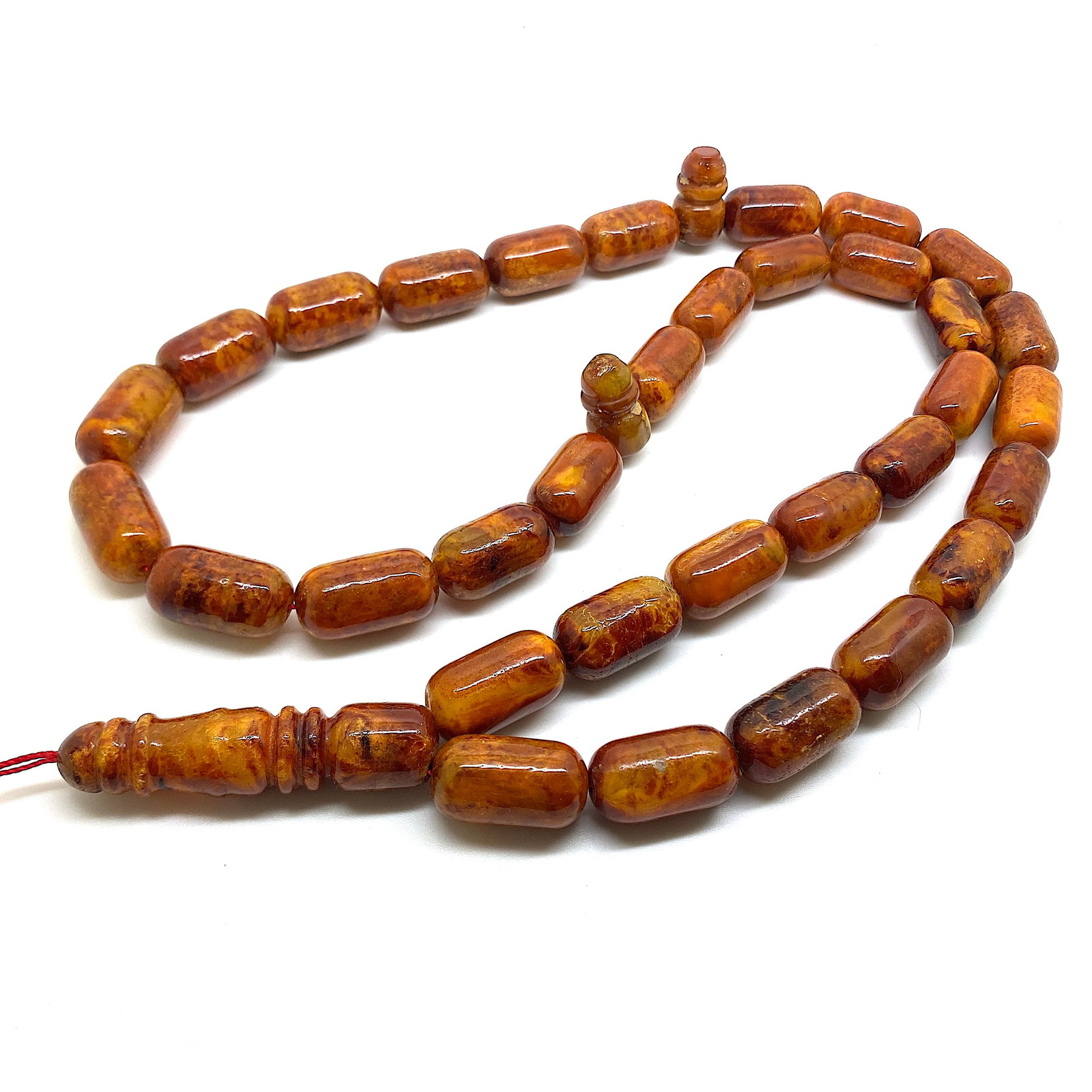 Marvellous Amber Tesbih made from Barrel shaped Amber beads - 10