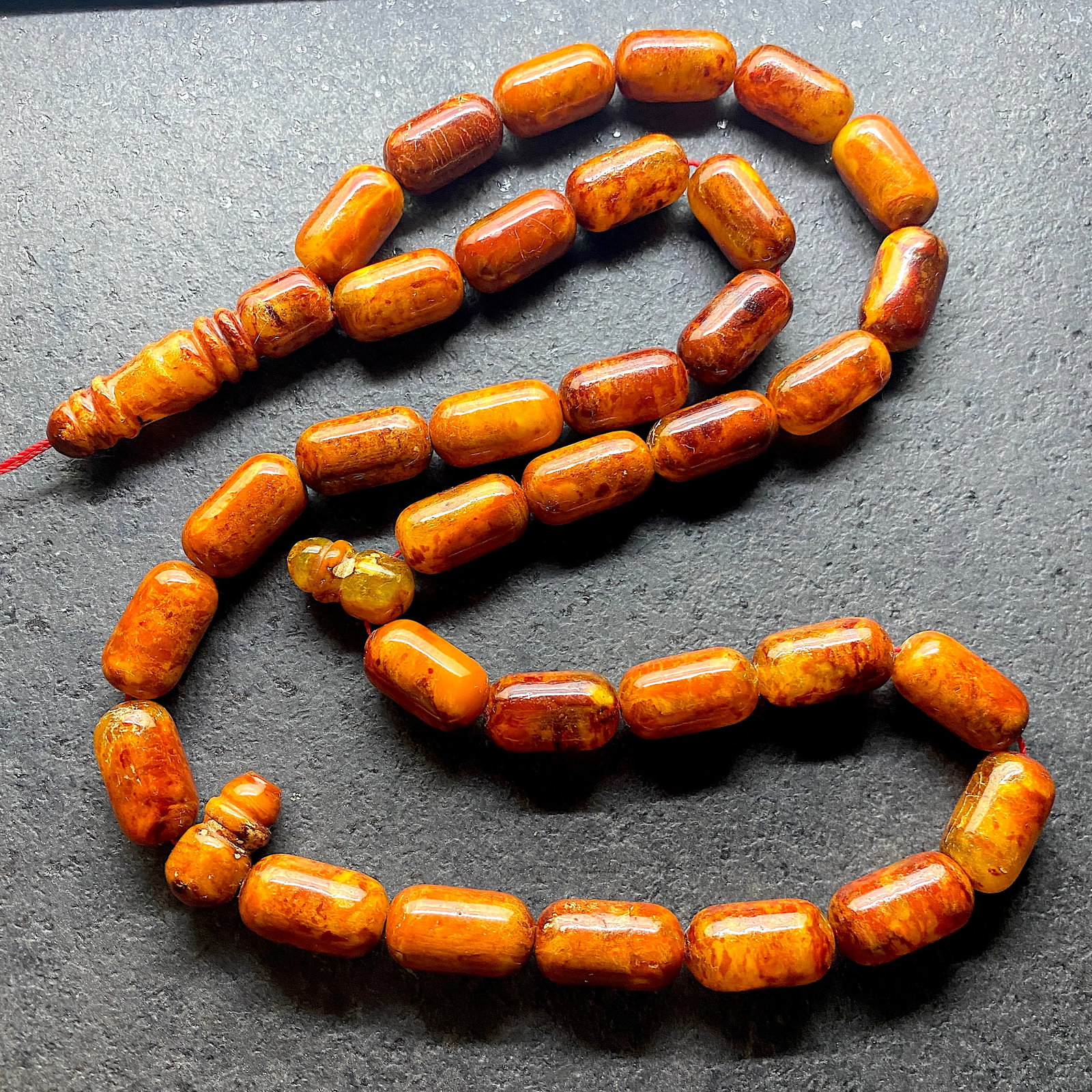 Marvellous Amber Tesbih made from Barrel shaped Amber beads - 8