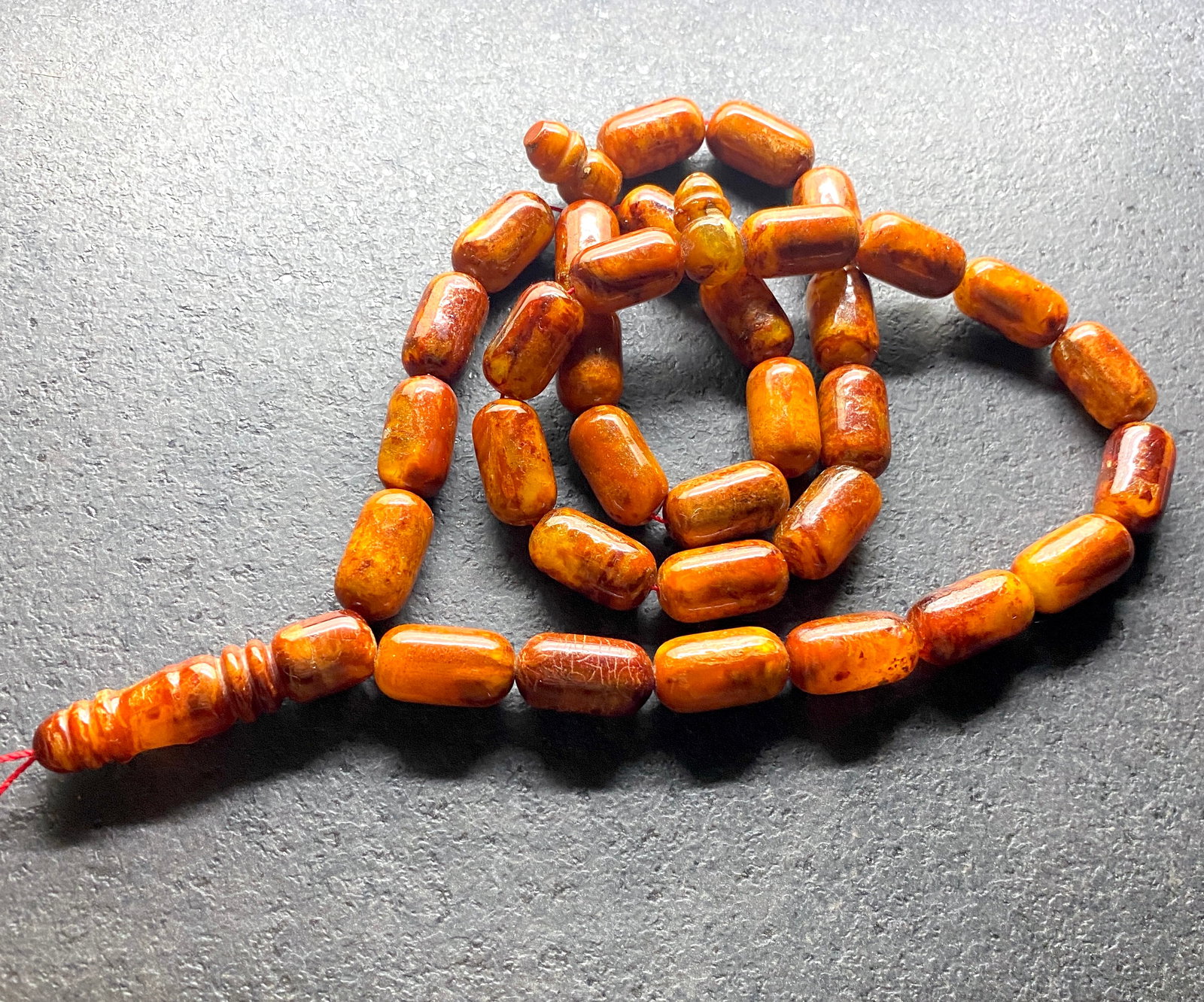 Marvellous Amber Tesbih made from Barrel shaped Amber beads - 9