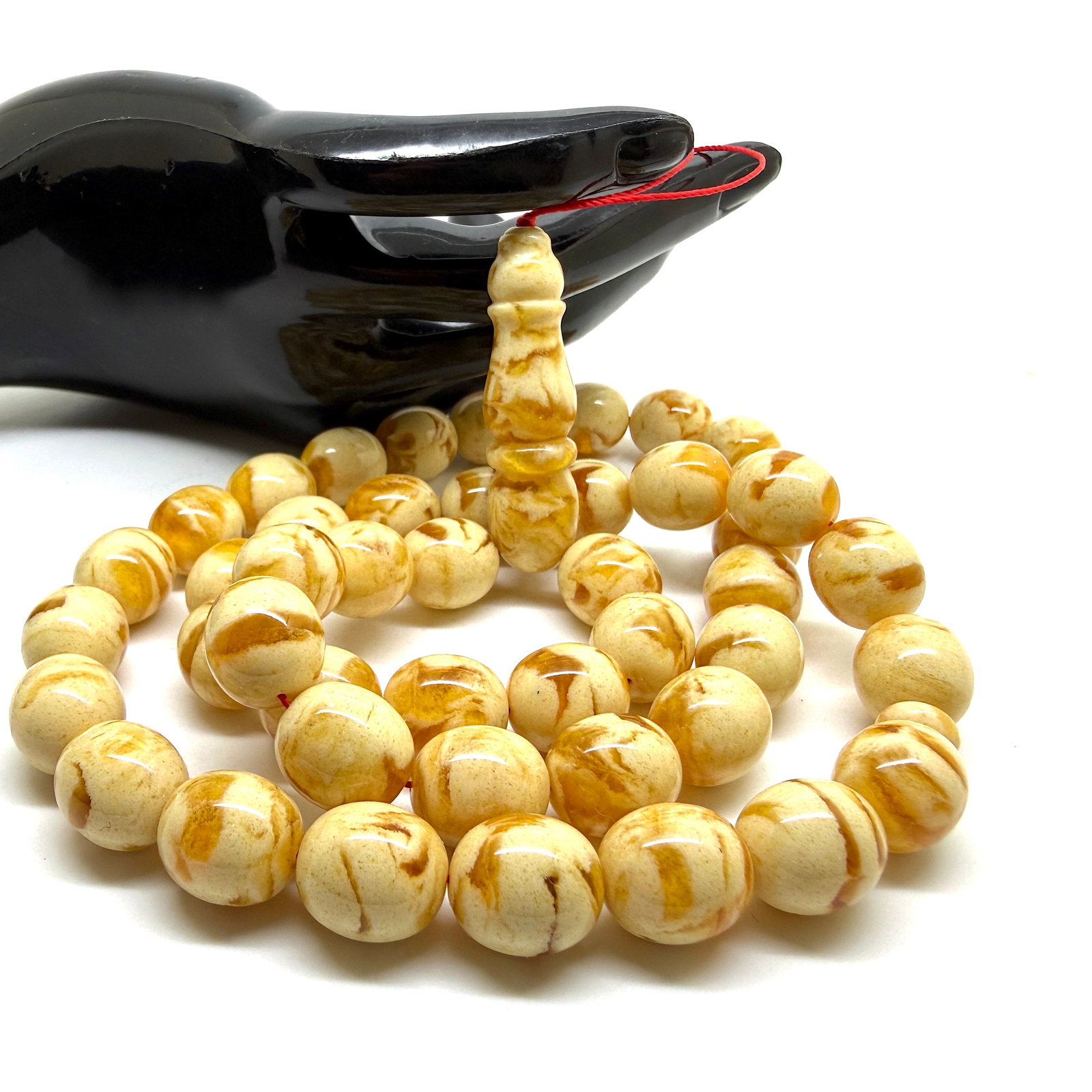 Extraordinary Amber Tesbih made from Round Amber beads - 6