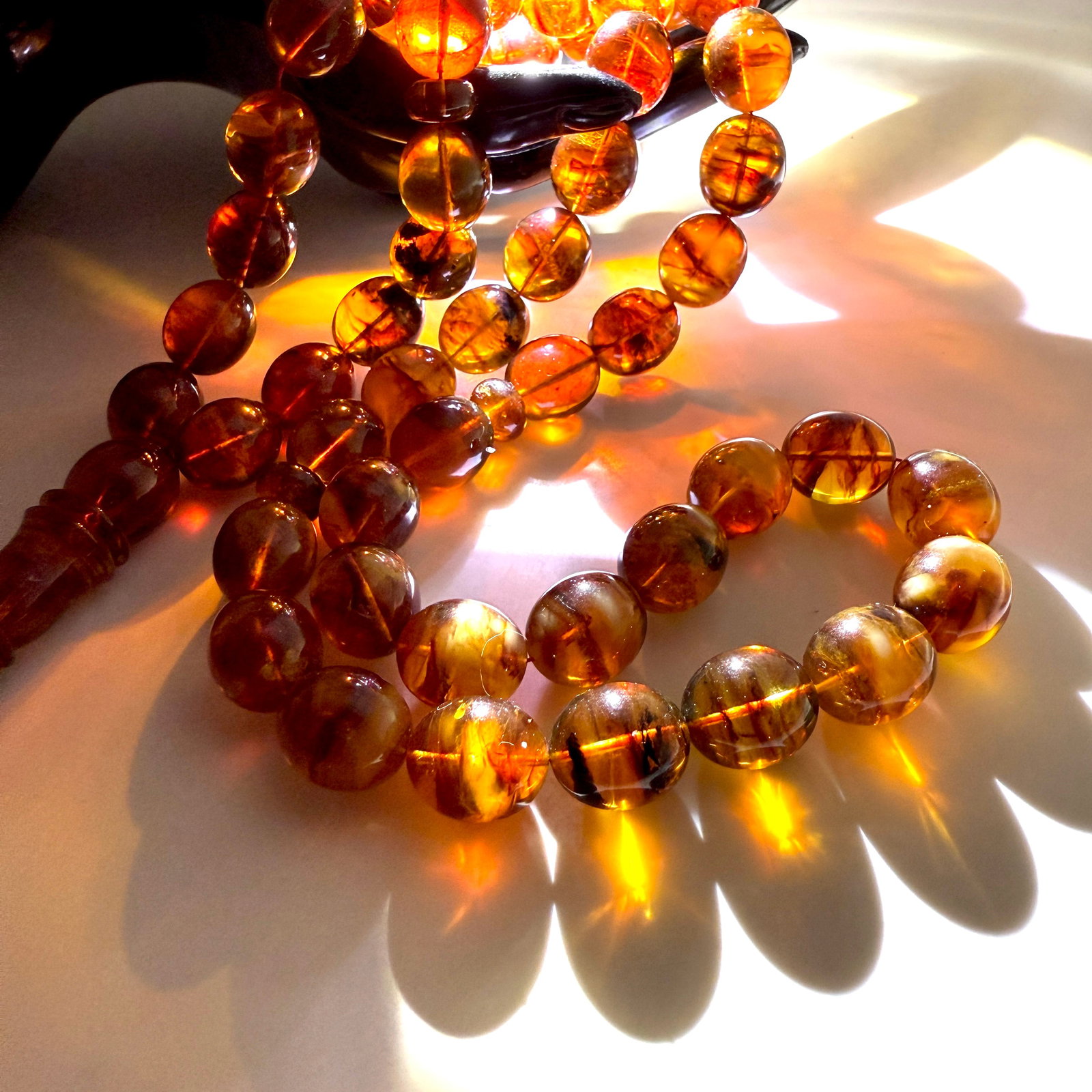 Unique and Magnificent Amber Tesbih made from Olive shaped Amber beads - 5