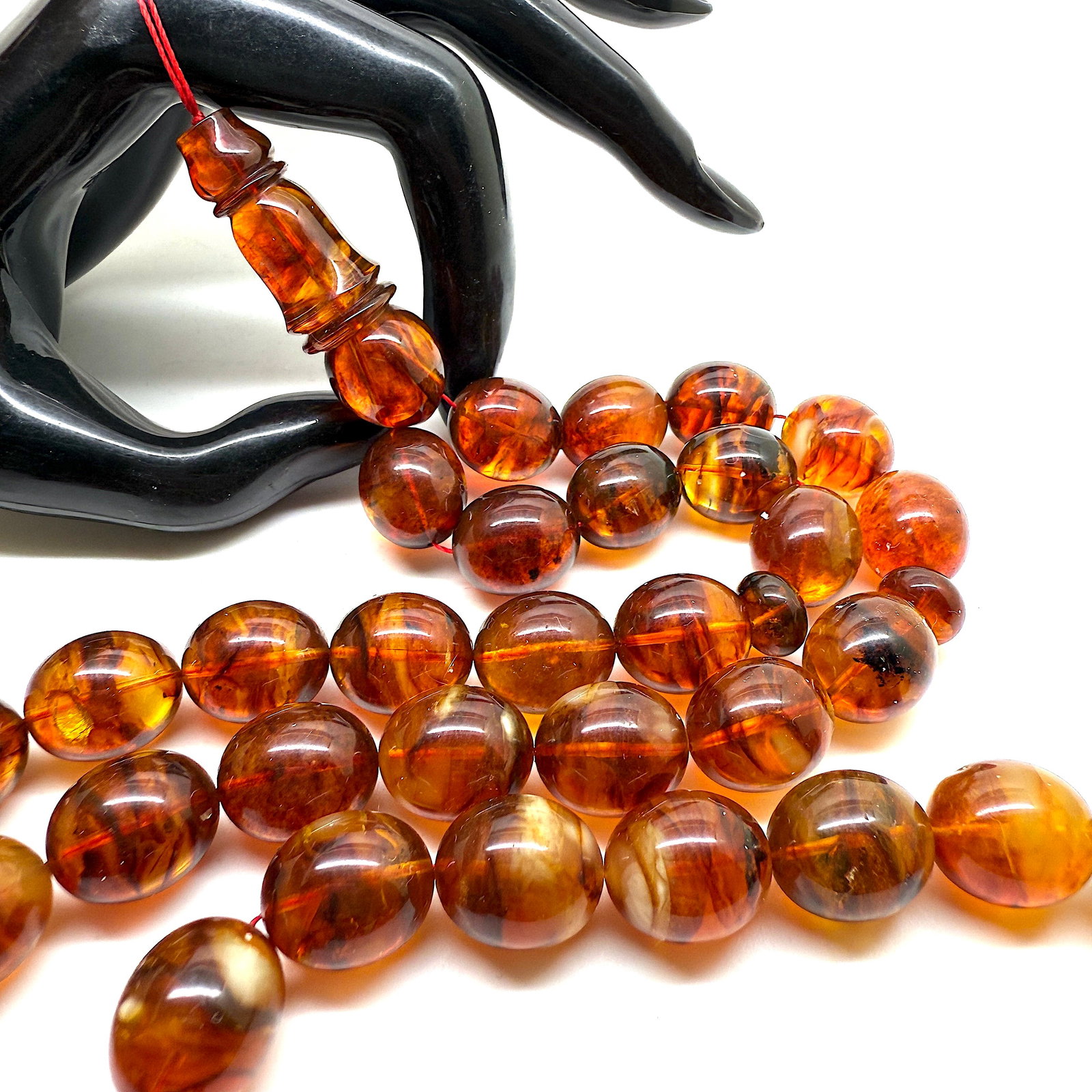 Unique and Magnificent Amber Tesbih made from Olive shaped Amber beads - 9