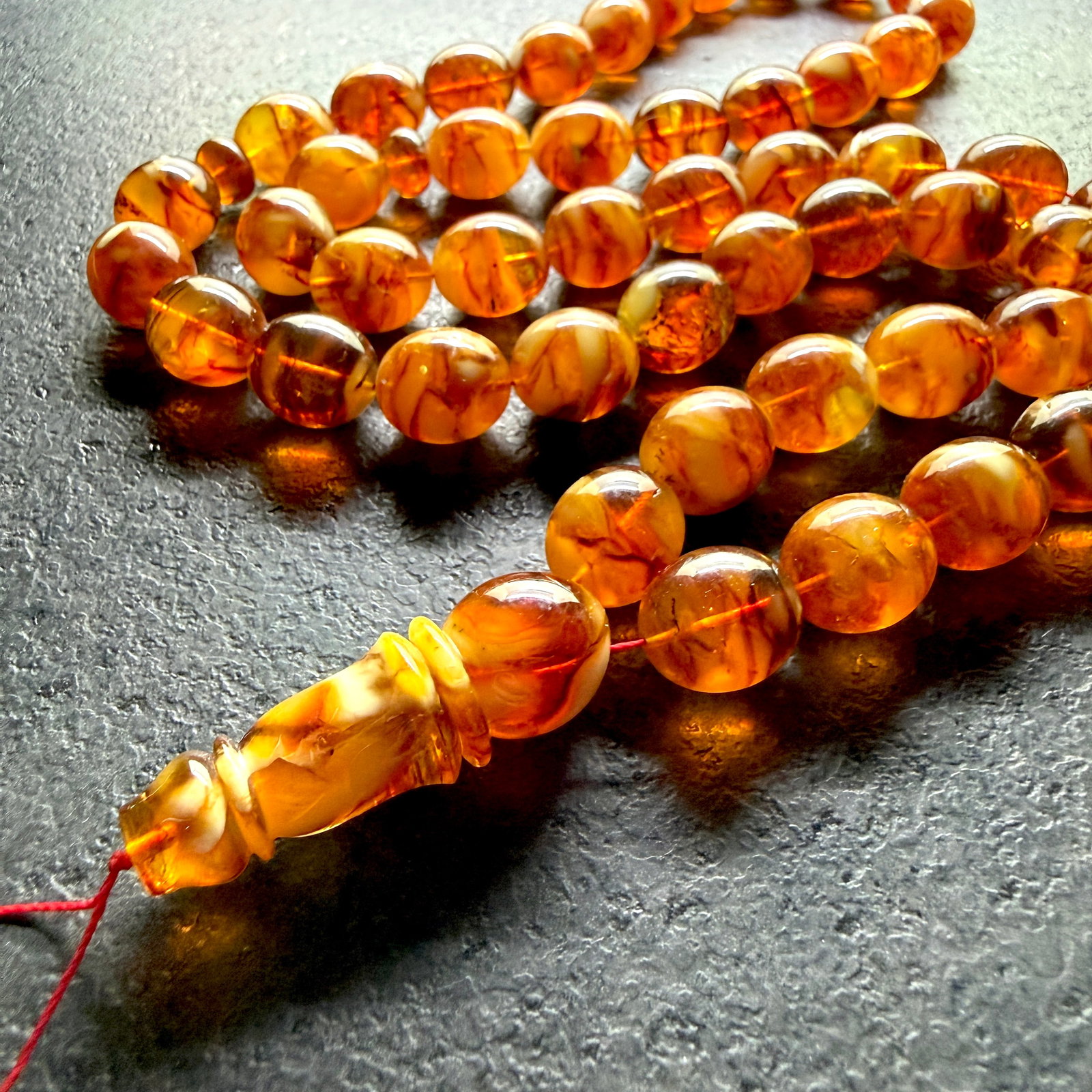 Alluring Amber Tesbih made from Round Amber beads - 2