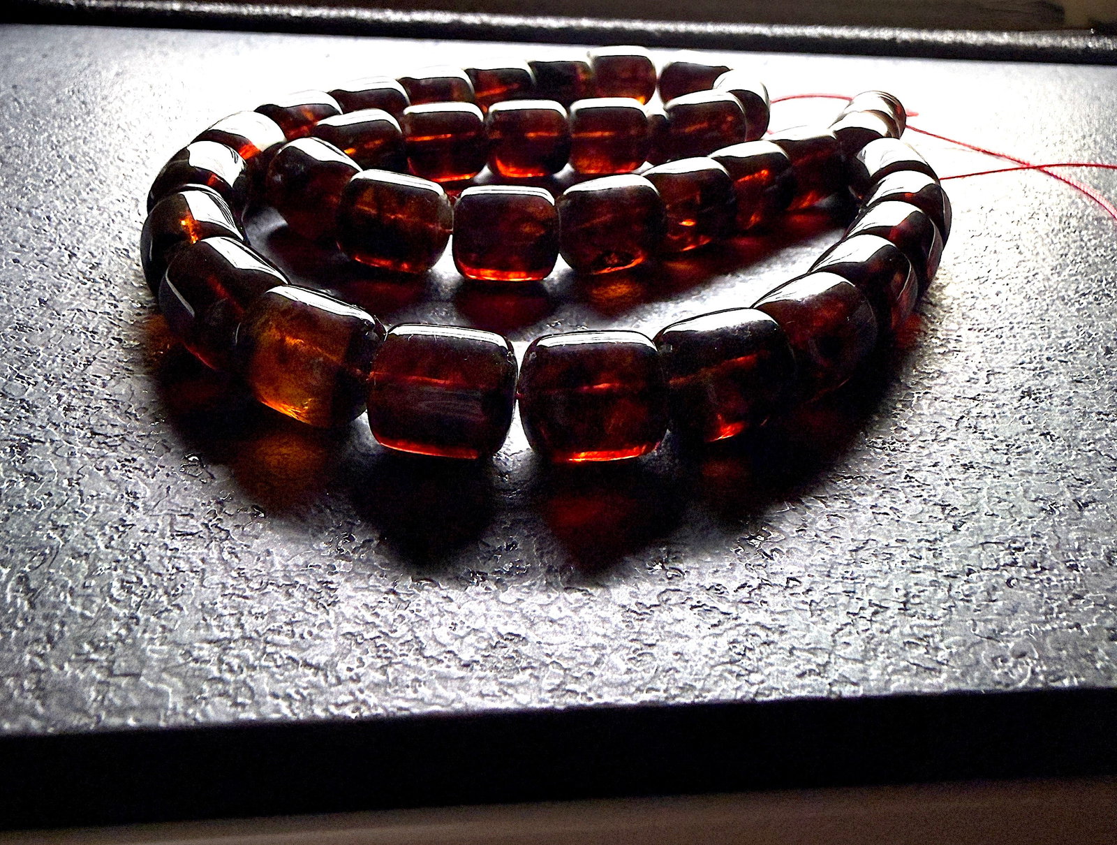 Unique and Splendid Amber Tesbih made from Barrel shaped Amber beads - 7