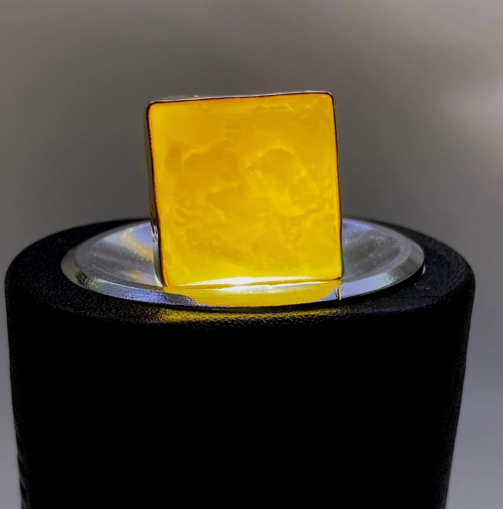 Adjustable Square Amber Ring - 5