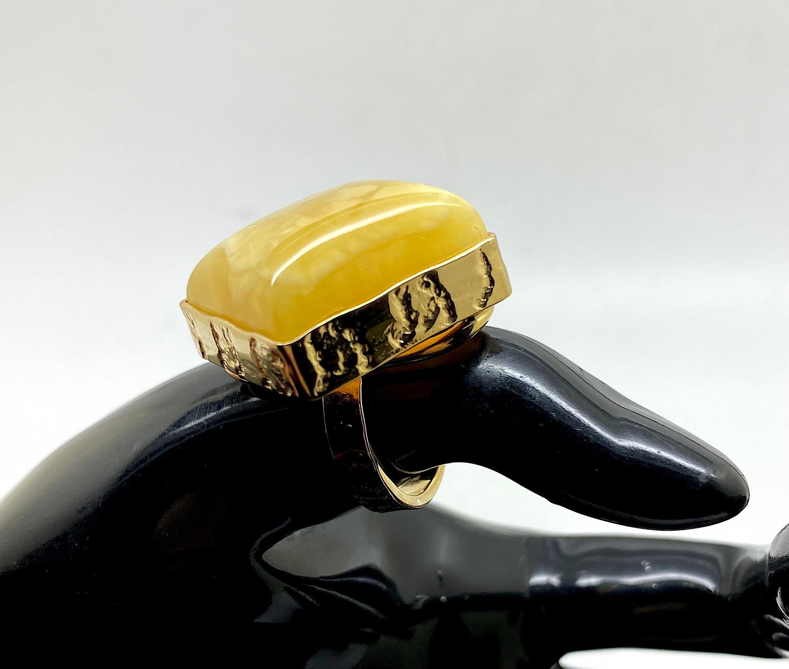 Adjustable Square Amber Ring - 9