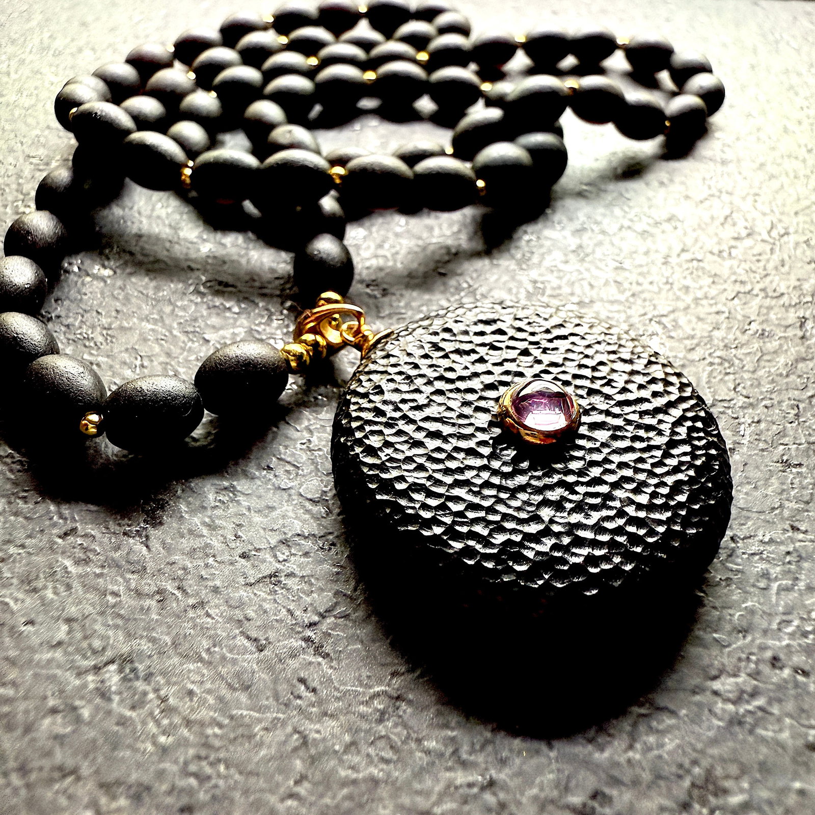Impressive Amber Necklace with Amethyst - 2