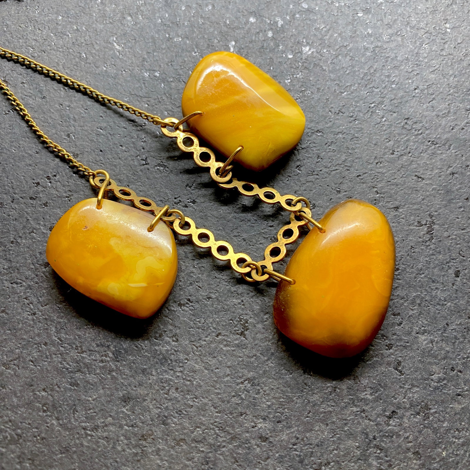 Incredible Vintage Amber Necklace made from Natural pieces - 4