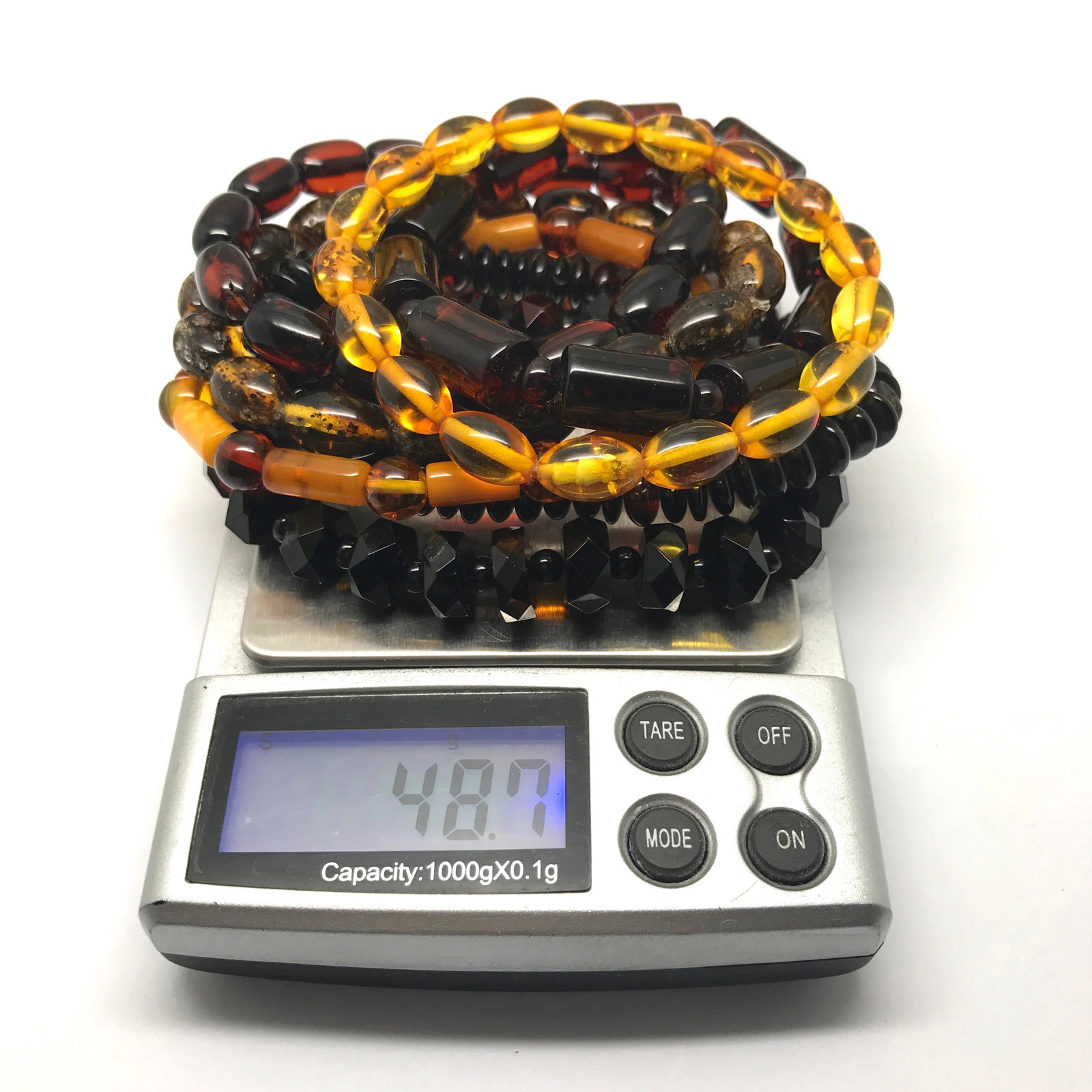 7x vintage bracelet Baltic amber various shape 48.7 grams - 3