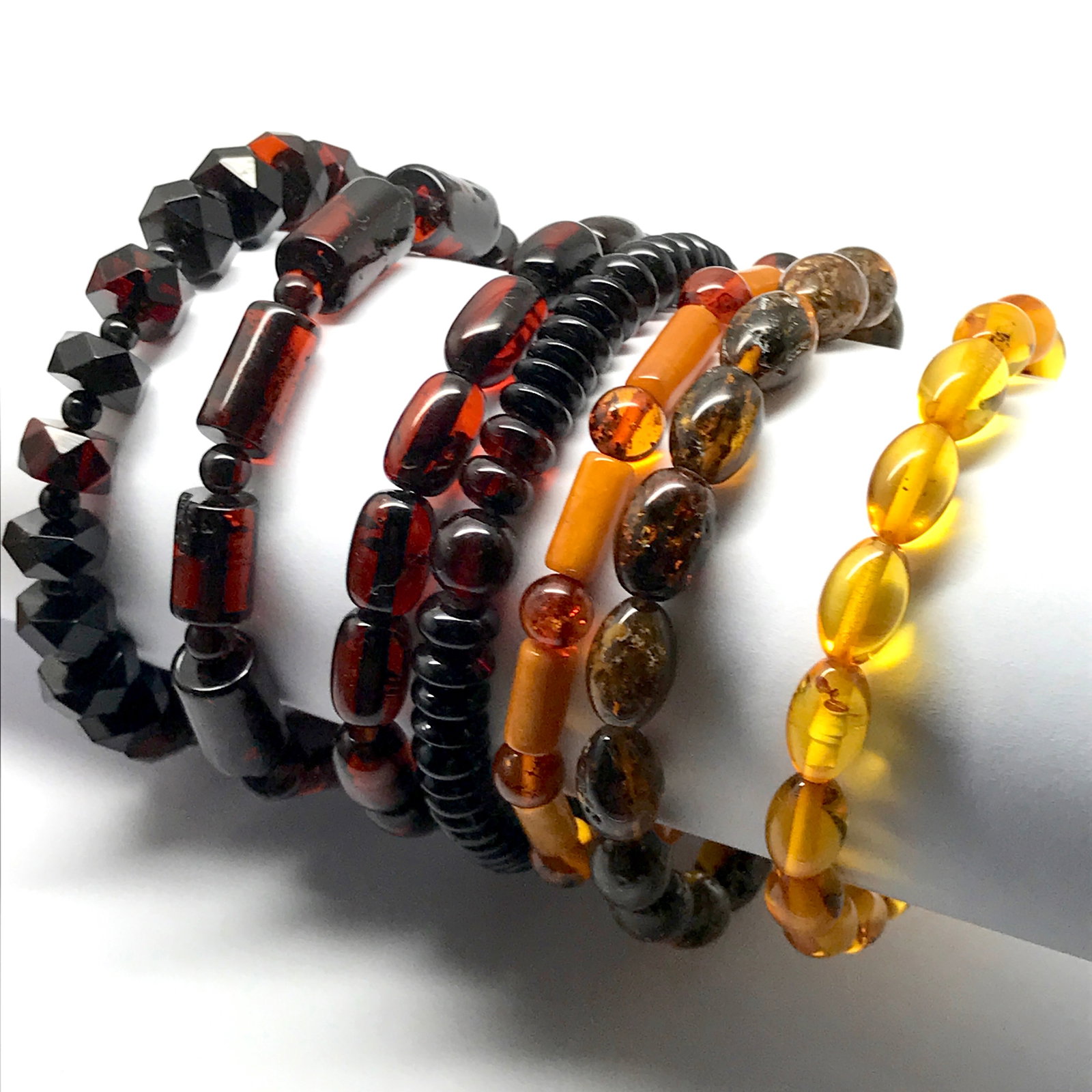7x vintage bracelet Baltic amber various shape 48.7 grams - 4